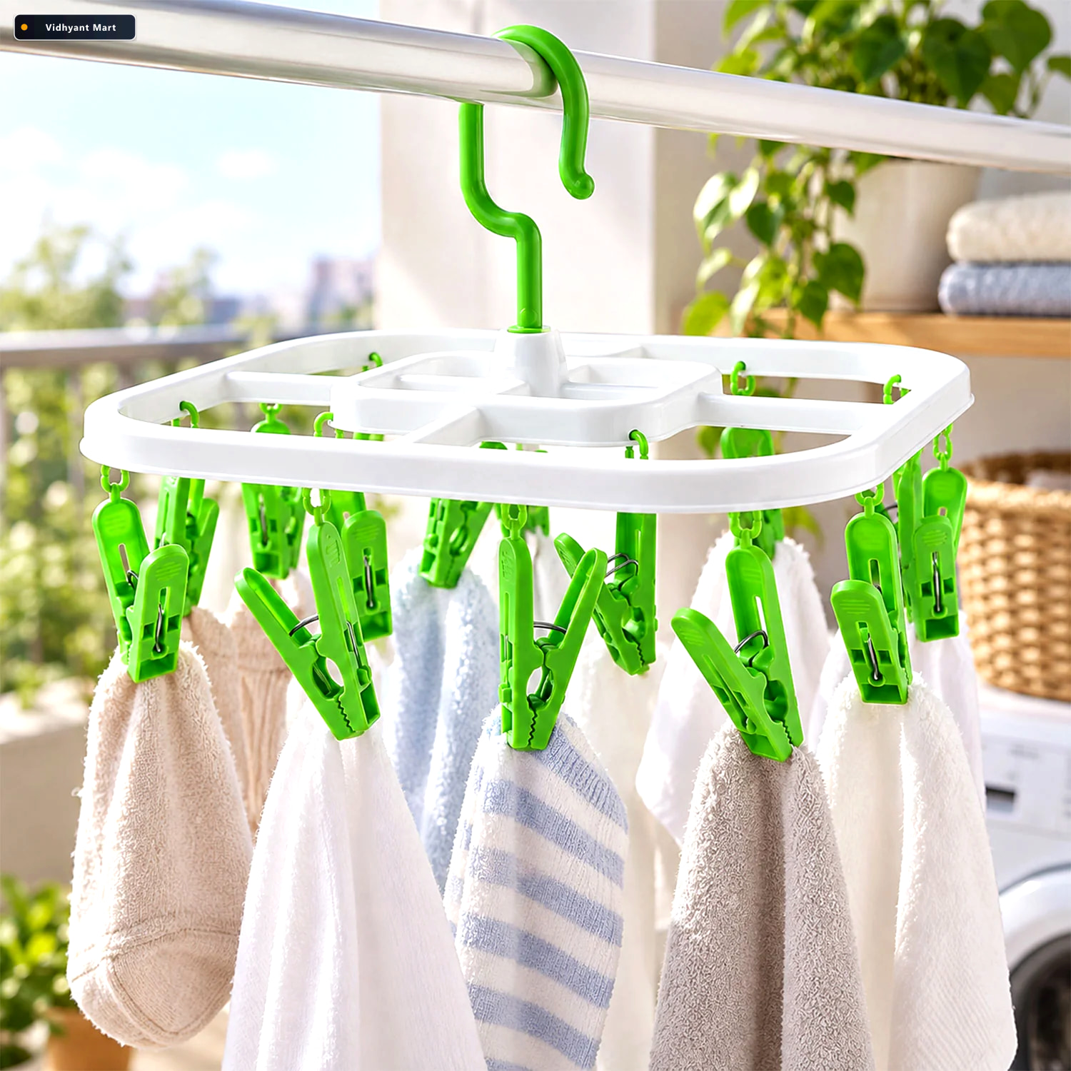 Vidhyant Mart Plastic Clip Hanger Drying Rack With Detachable Ho 1