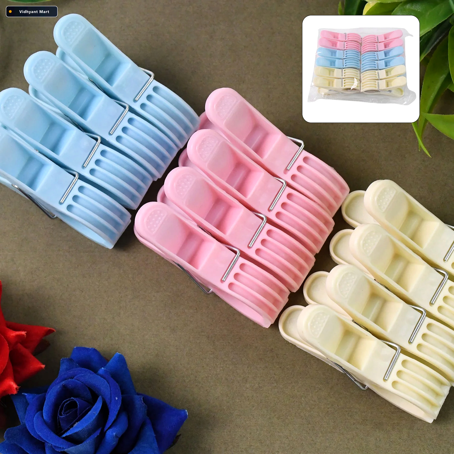 Vidhyant Mart Plastic Cloth Clips Pack Of 12 Strong Multicolor P 1