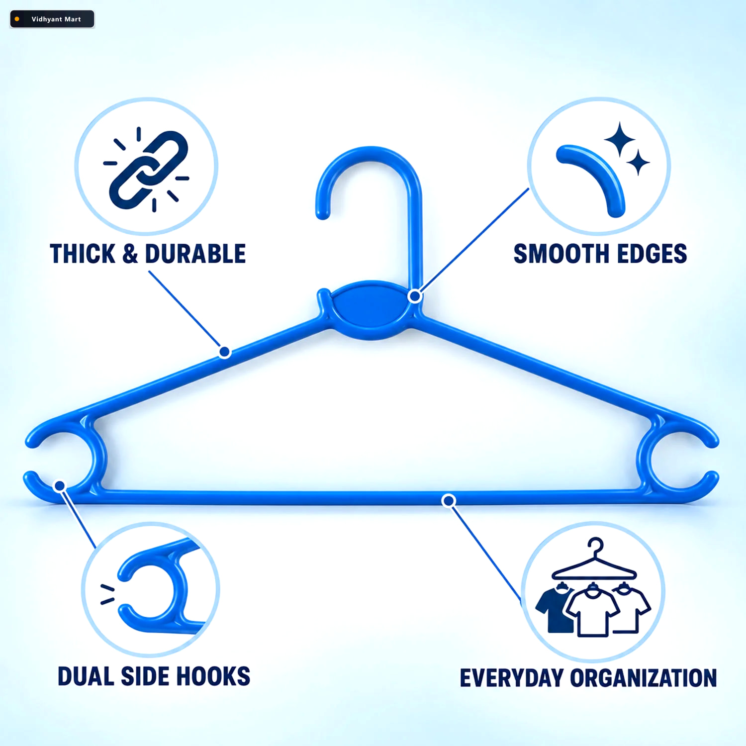 Vidhyant Mart Plastic Clothes Hangers Durable Space Saving Set O 3