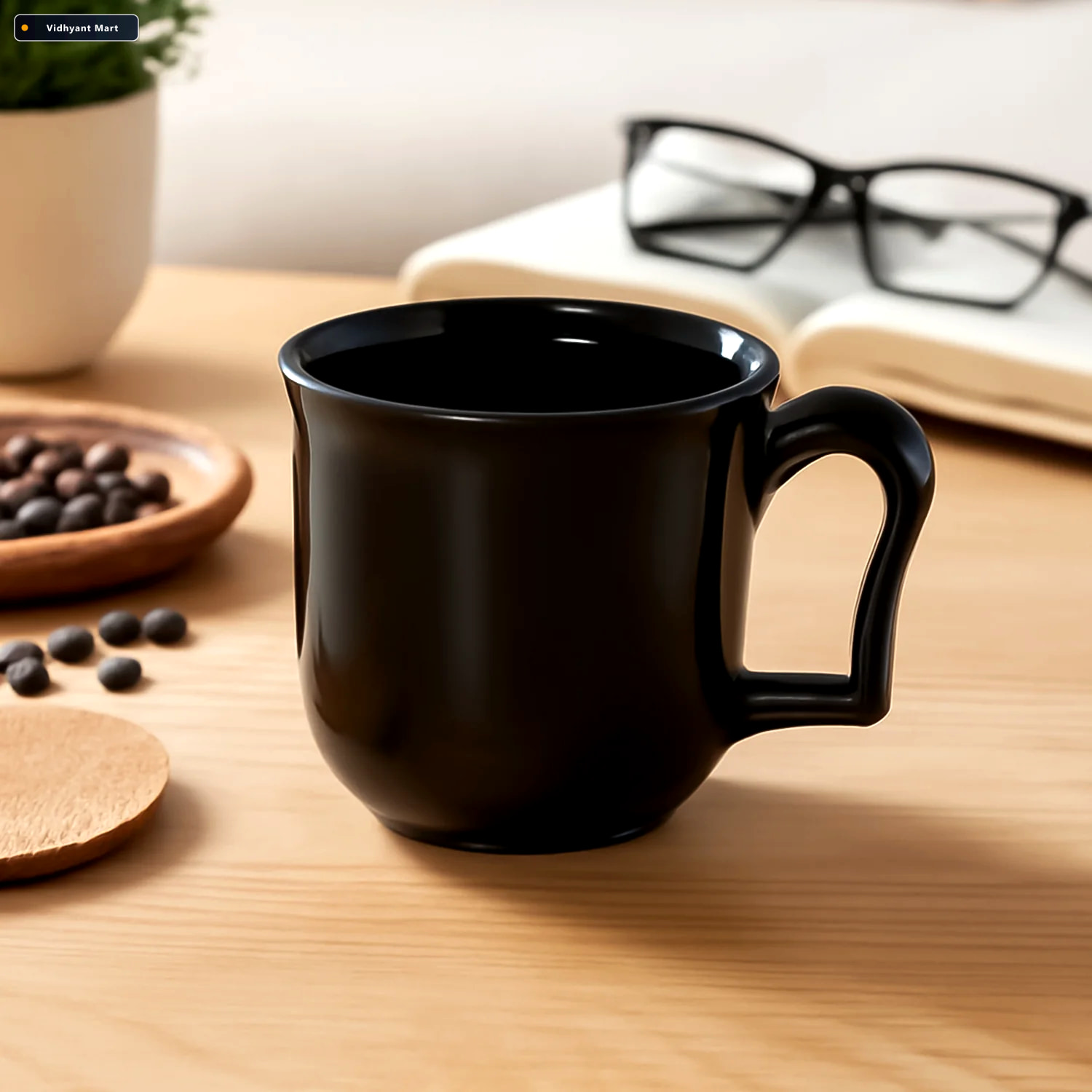 Vidhyant Mart Plastic Coffee Mug Durable Black Reusable Tea Cup 1