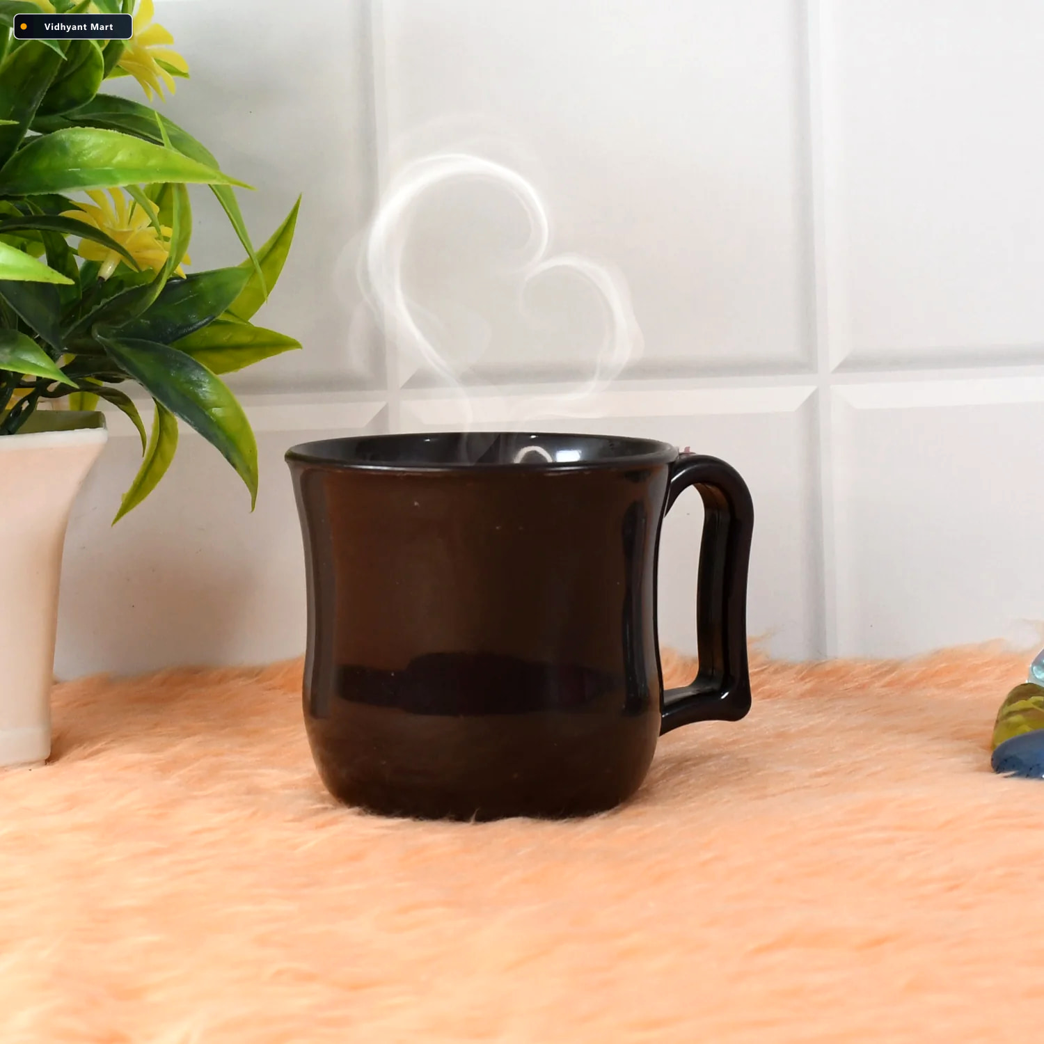 Vidhyant Mart Plastic Coffee Mug Durable Black Reusable Tea Cup 4