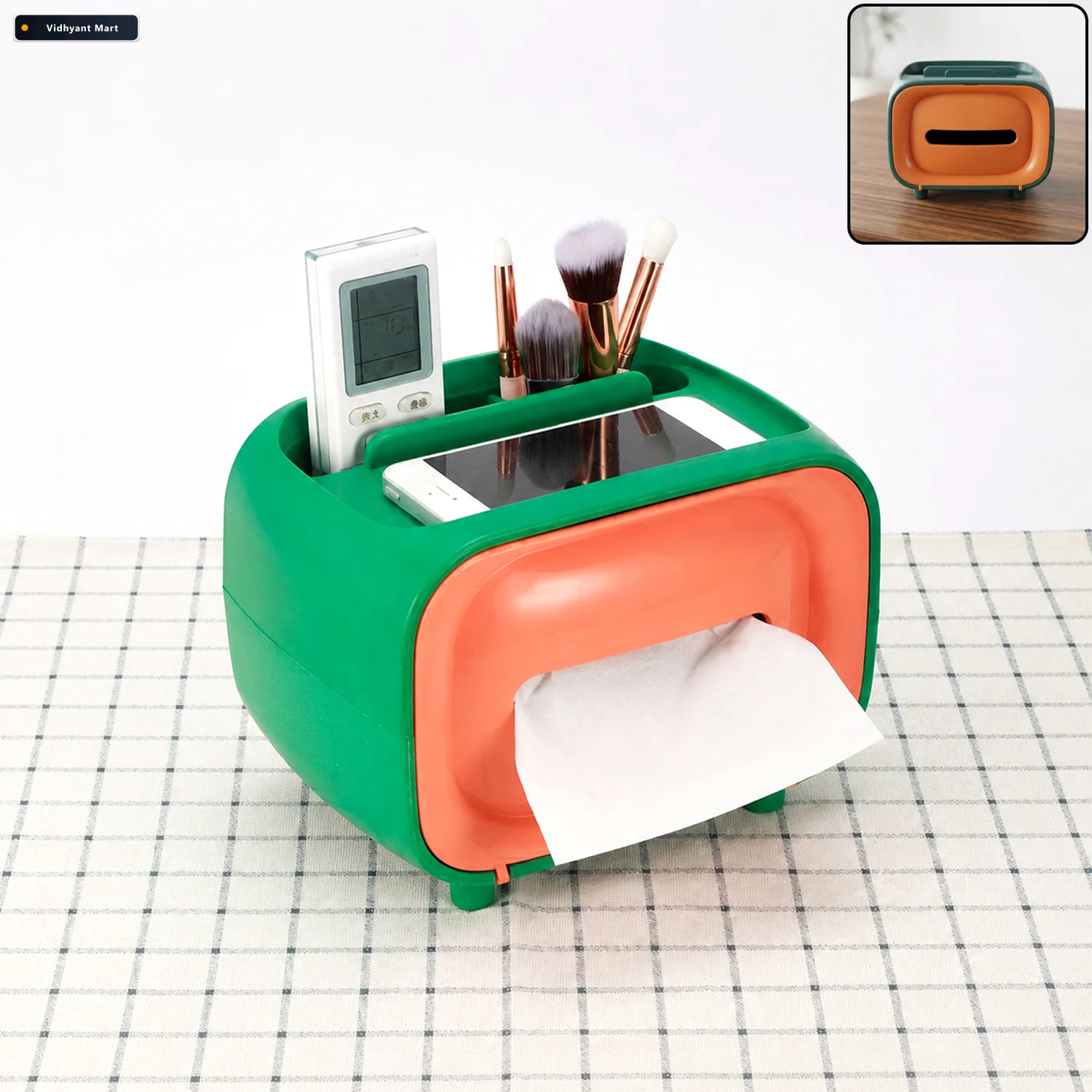 Vidhyant Mart Plastic Desktop Tissue Storage Box With Top Organi 1