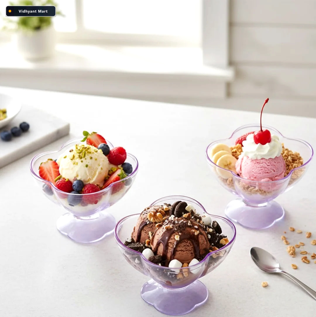 Vidhyant Mart Plastic Dessert Bowl Set 6 Piece Reusable Voltdesk 2