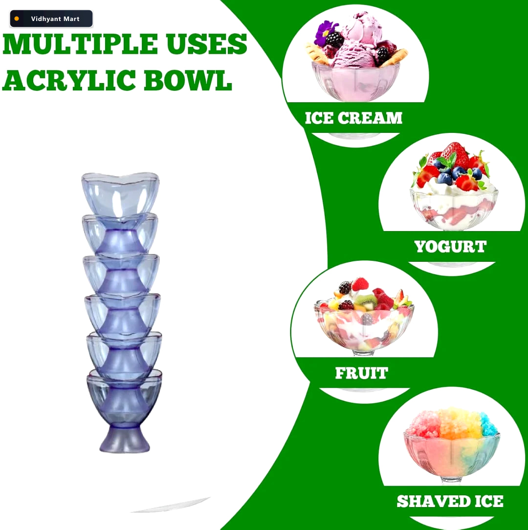 Vidhyant Mart Plastic Dessert Bowl Set 6 Piece Reusable Voltdesk 5