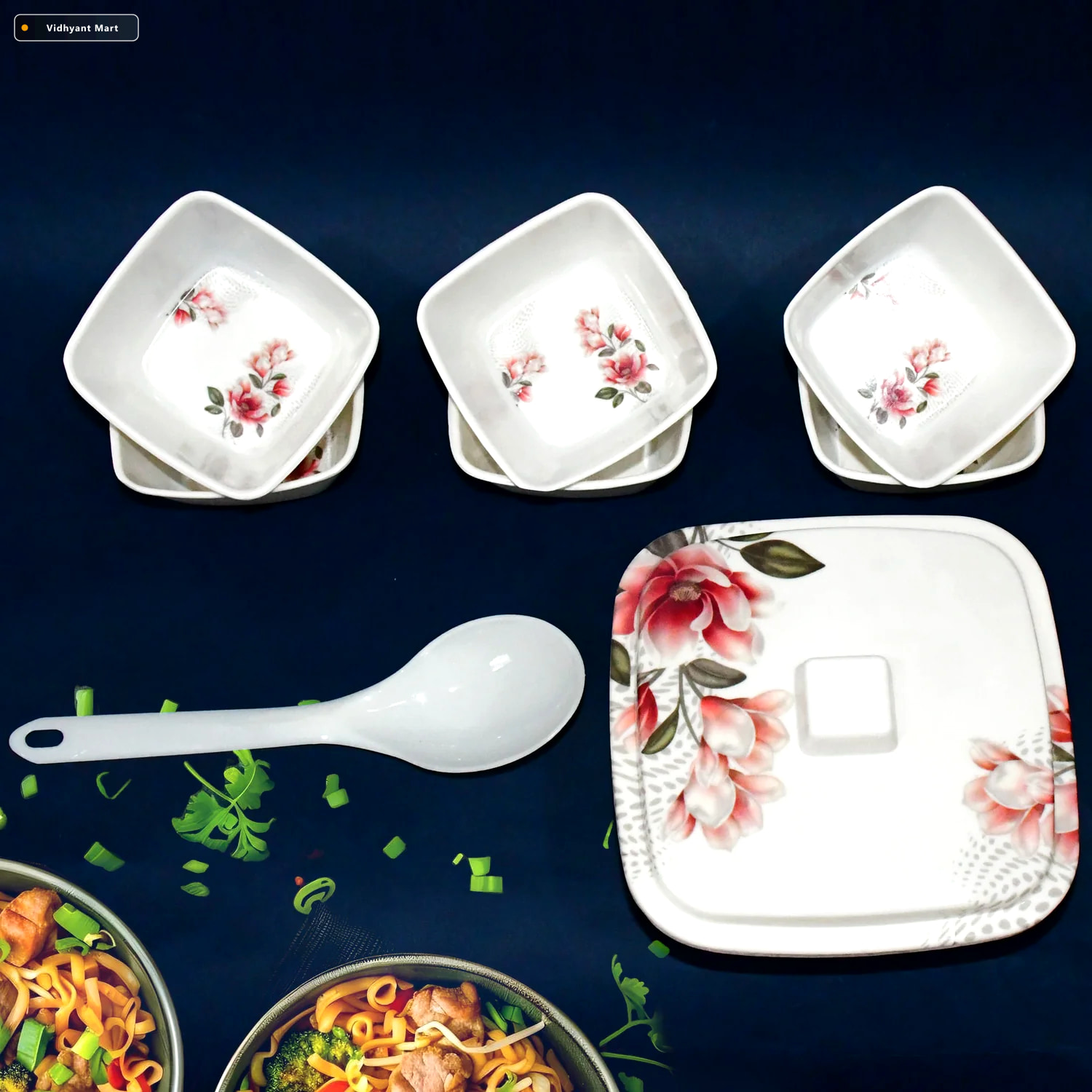 Vidhyant Mart Plastic Dinner Set 9 Piece Lightweight Durable Hec 2