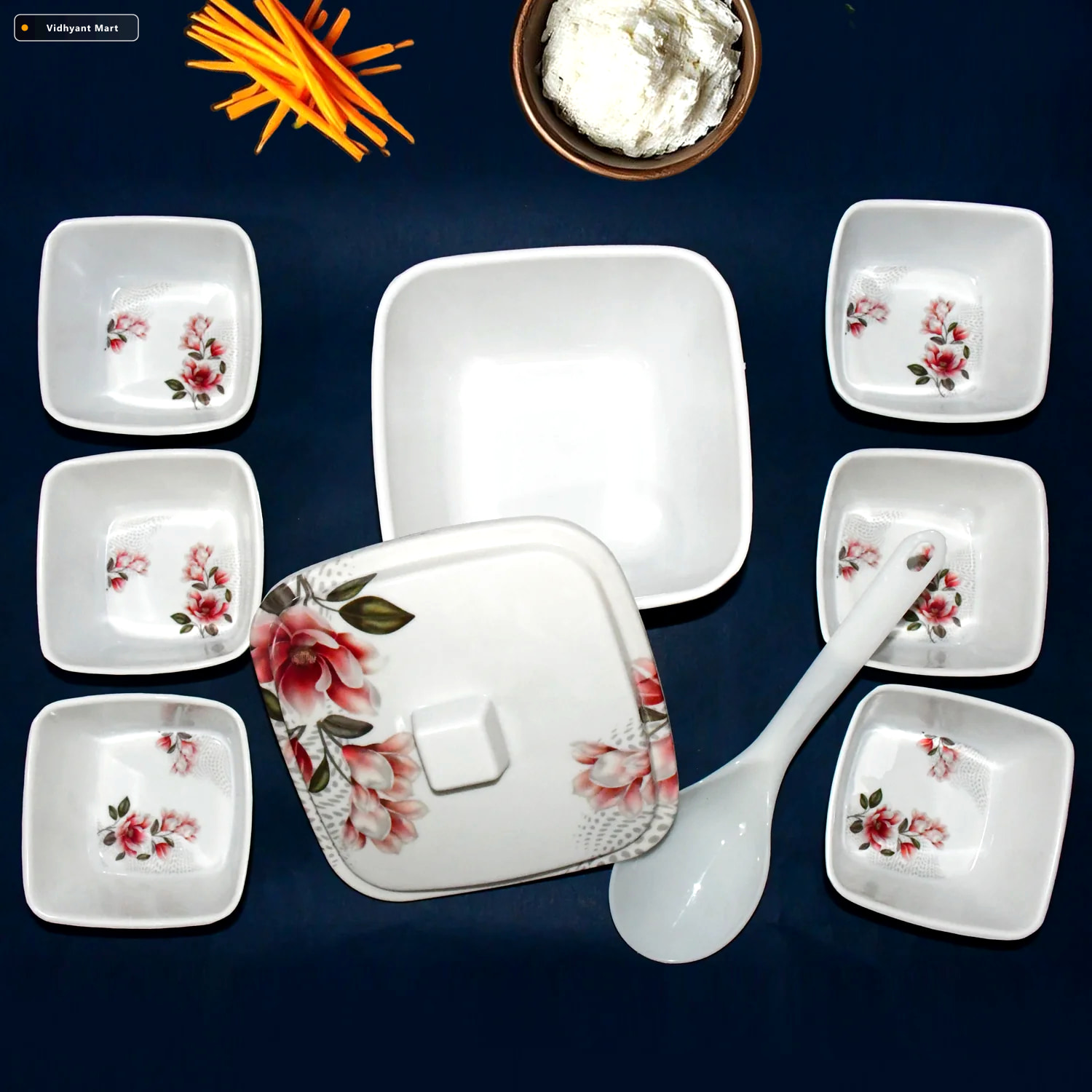 Vidhyant Mart Plastic Dinner Set 9 Piece Lightweight Durable Hec 3