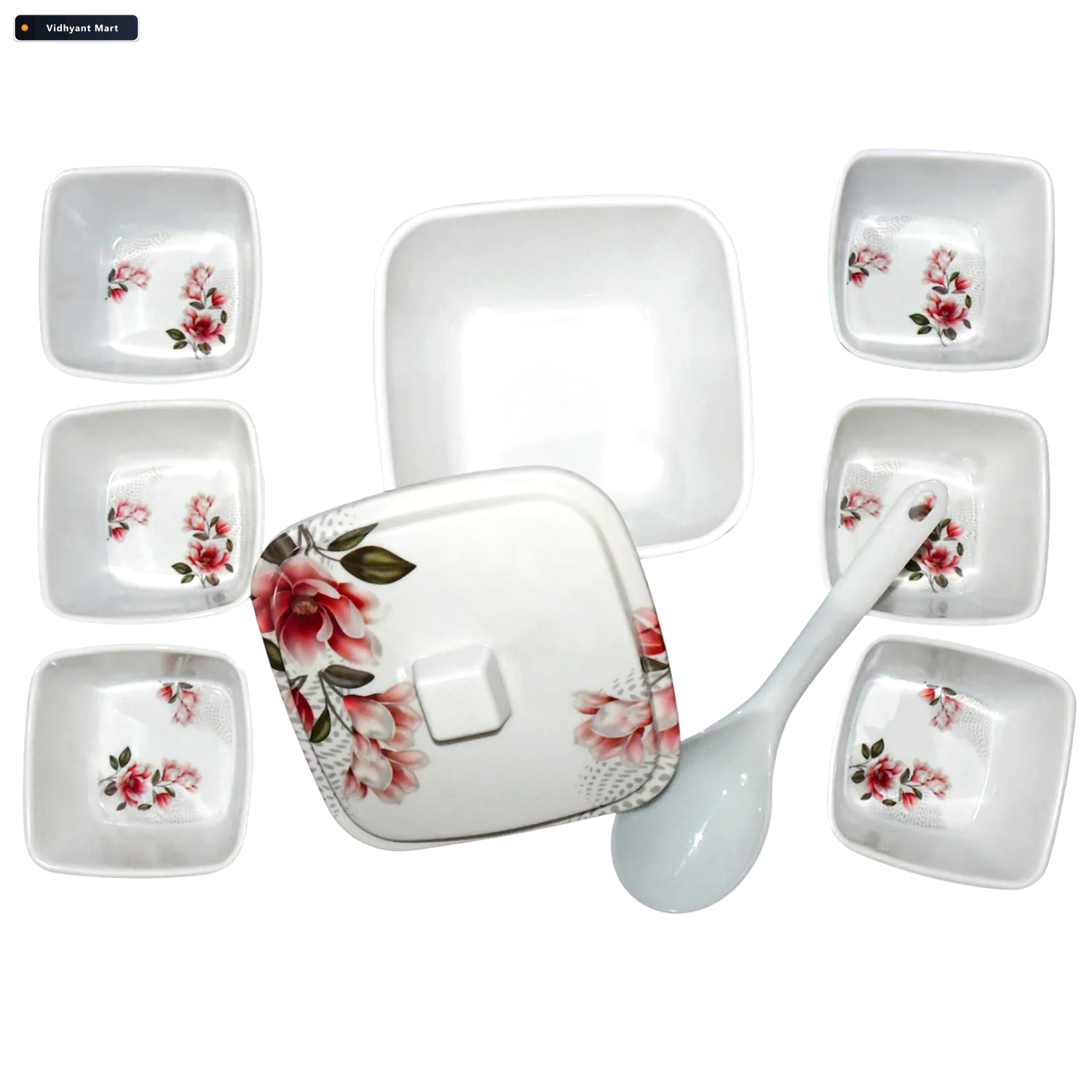 Vidhyant Mart Plastic Dinner Set 9 Piece Lightweight Durable Hec 4