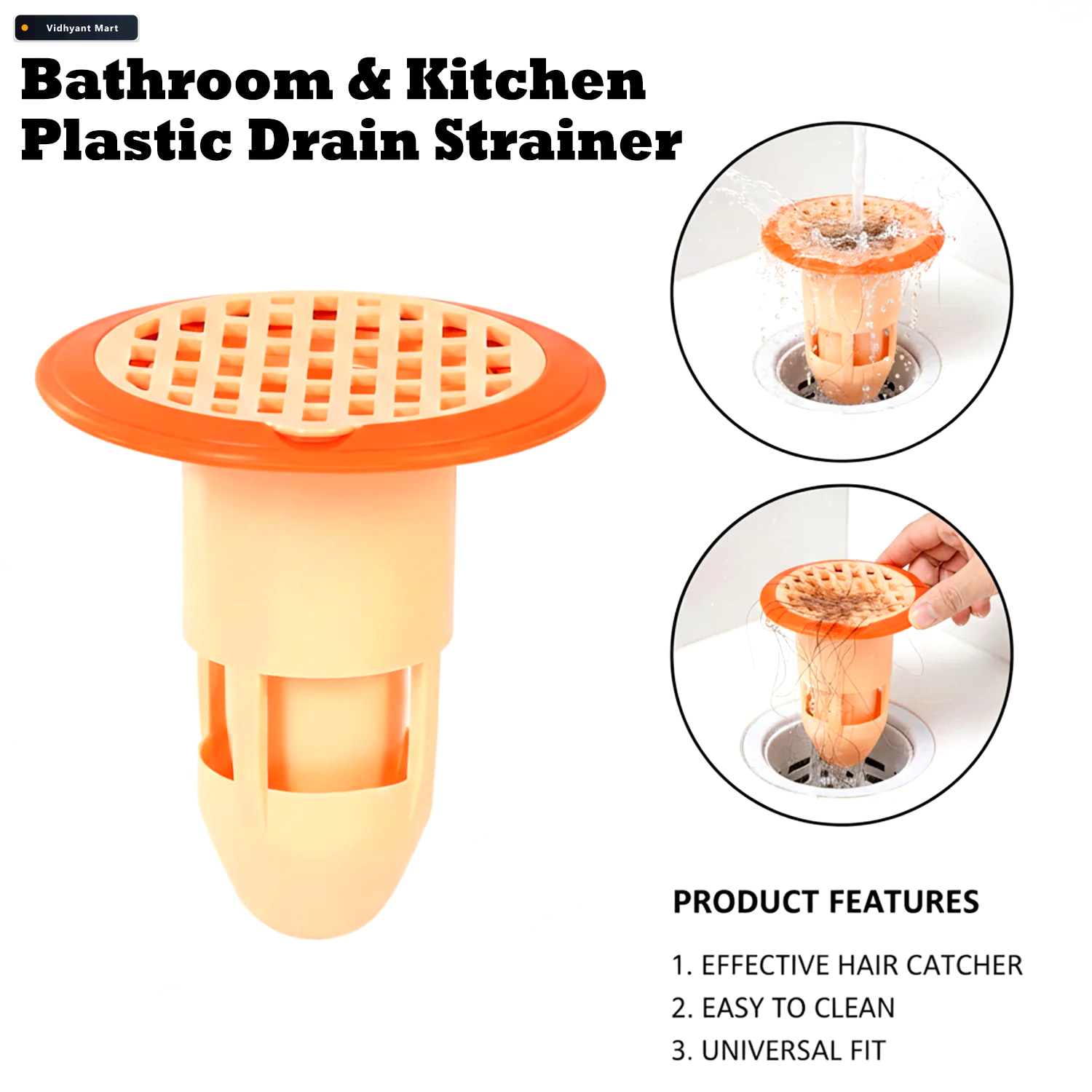 Vidhyant Mart Plastic Drain Strainer Efficient Hair Catcher For 3