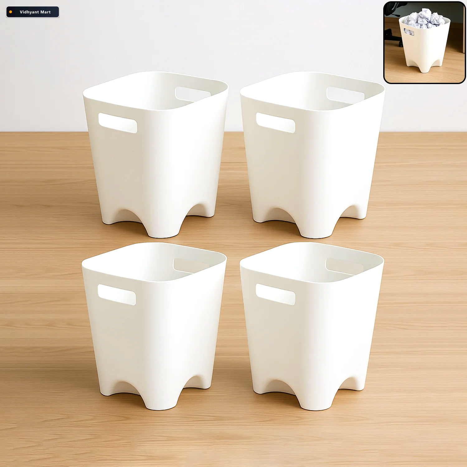 Vidhyant Mart Plastic Dustbin Set Compact Square For Home Office 1