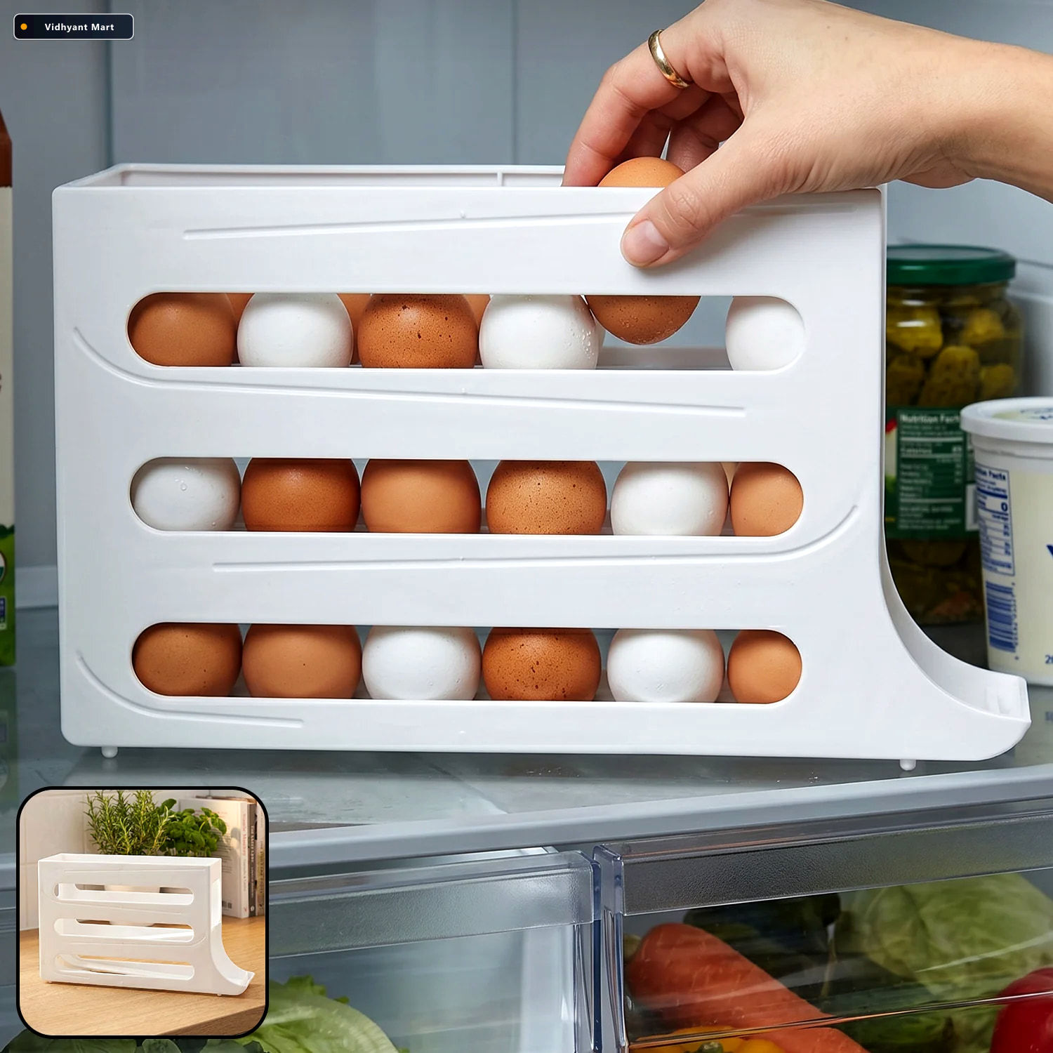 Vidhyant Mart Plastic Egg Storage Organizer Space Saving Fridge 1