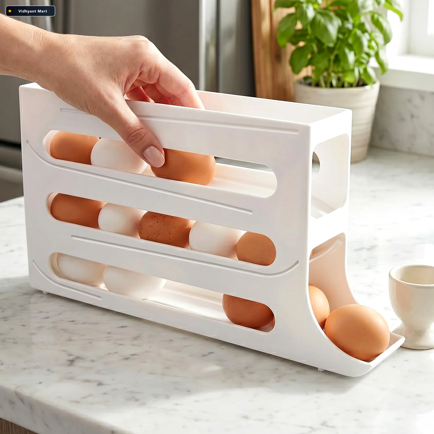 Vidhyant Mart Plastic Egg Storage Organizer Space Saving Fridge 3