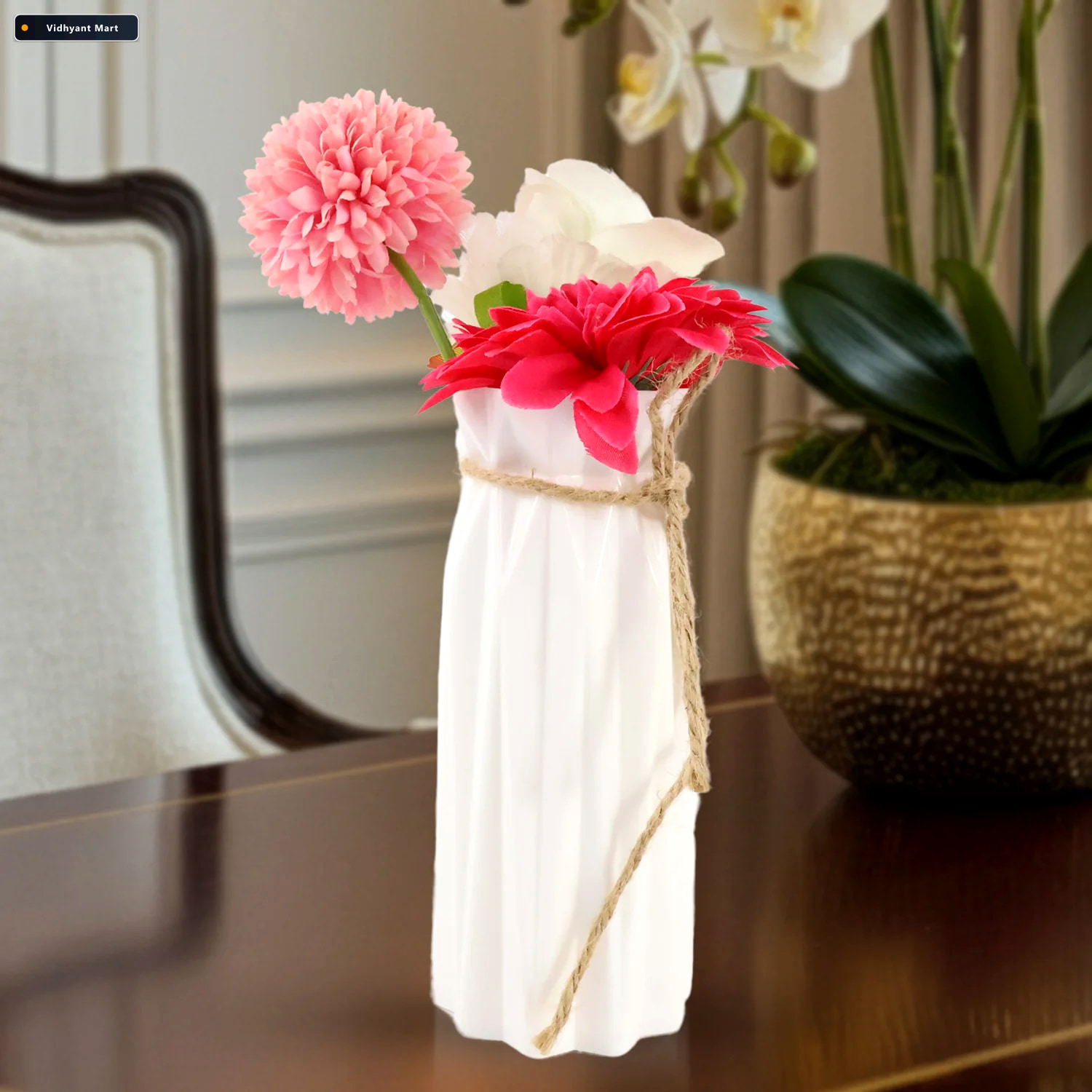 Vidhyant Mart Plastic Flower Vase Elegant Design For Home Gift 2