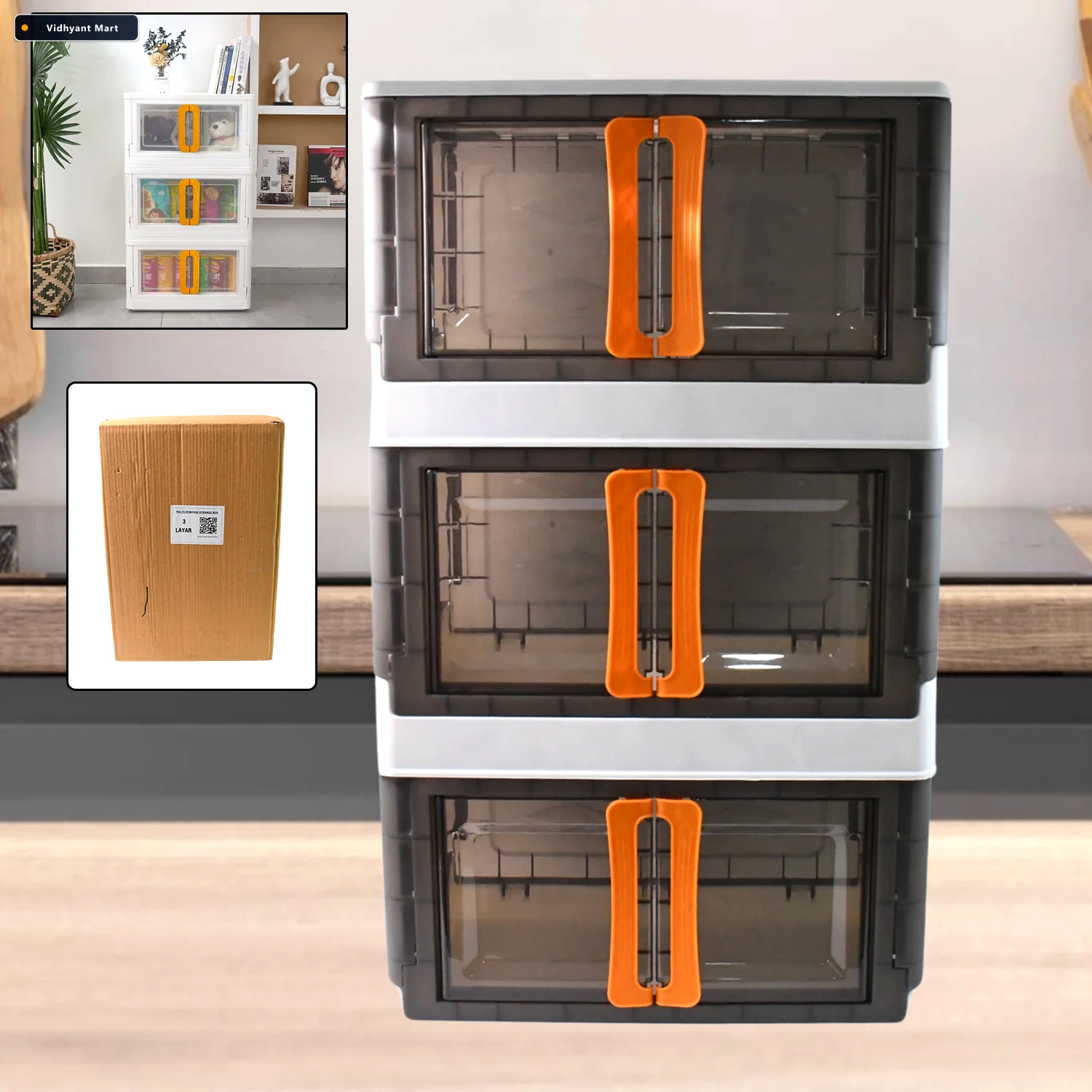 Vidhyant Mart Plastic Folding Wardrobe Organizer Space Saving 3 1
