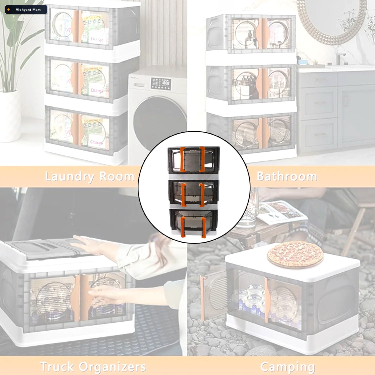 Vidhyant Mart Plastic Folding Wardrobe Organizer Space Saving 3 3