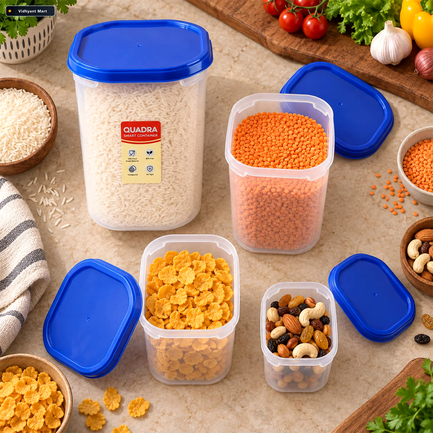 Vidhyant Mart Plastic Food Storage Containers With Covers For Ki 3