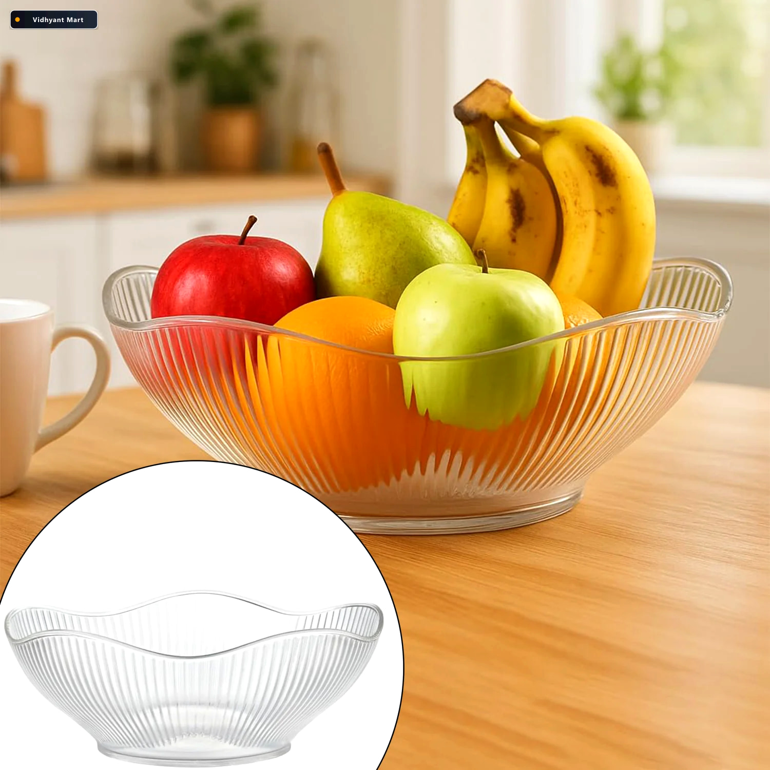 Vidhyant Mart Plastic Fruit Storage Basket Durable Elegant Rippl 1