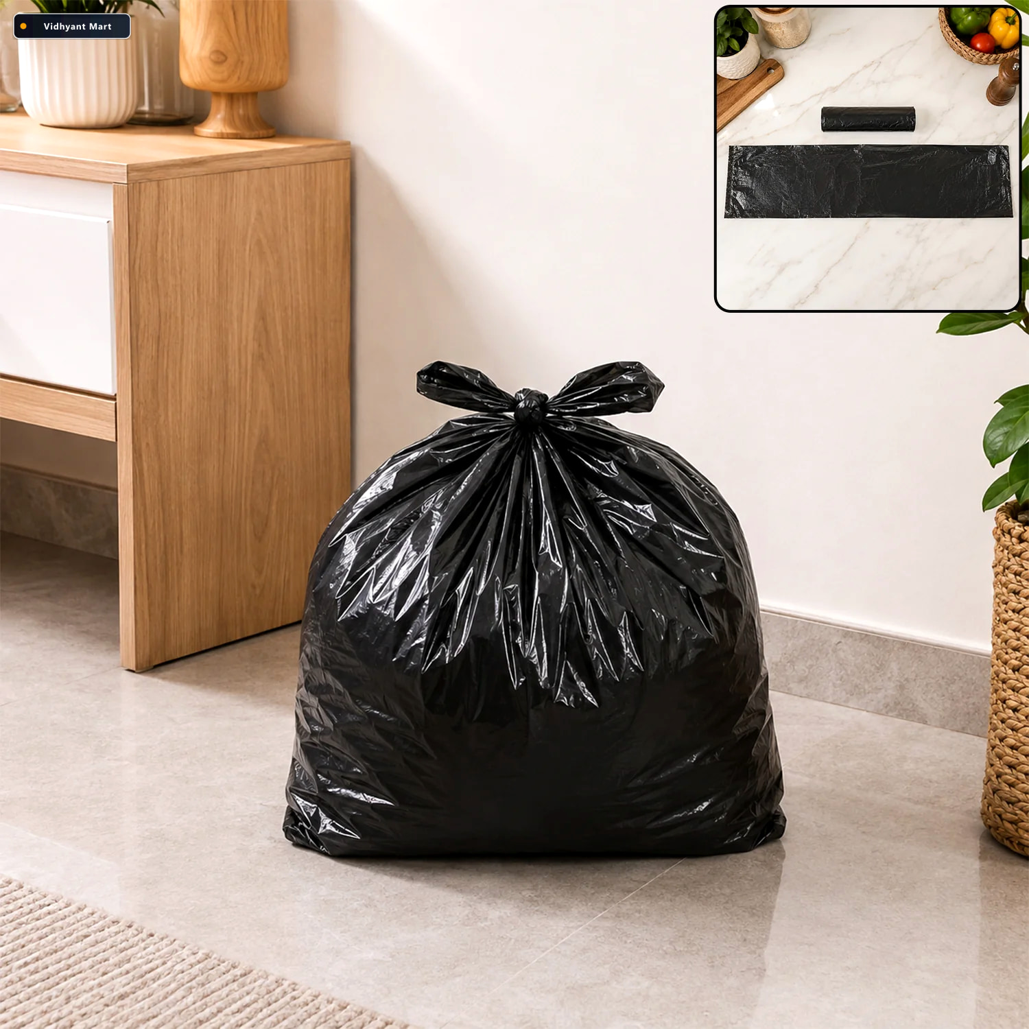 Vidhyant Mart Plastic Garbage Bag Roll For Kitchen Office And Da 1