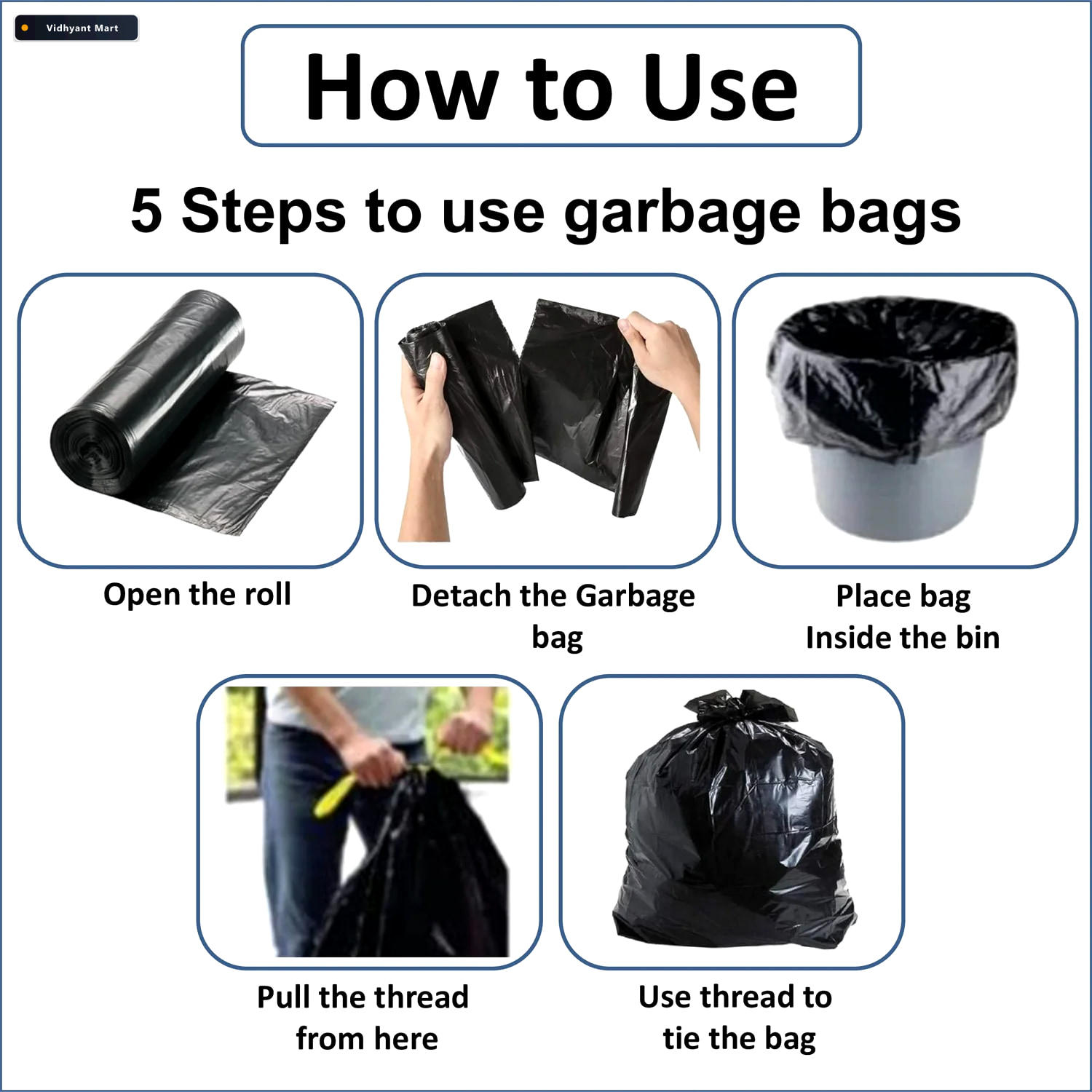 Vidhyant Mart Plastic Garbage Bag Roll For Kitchen Office And Da 2