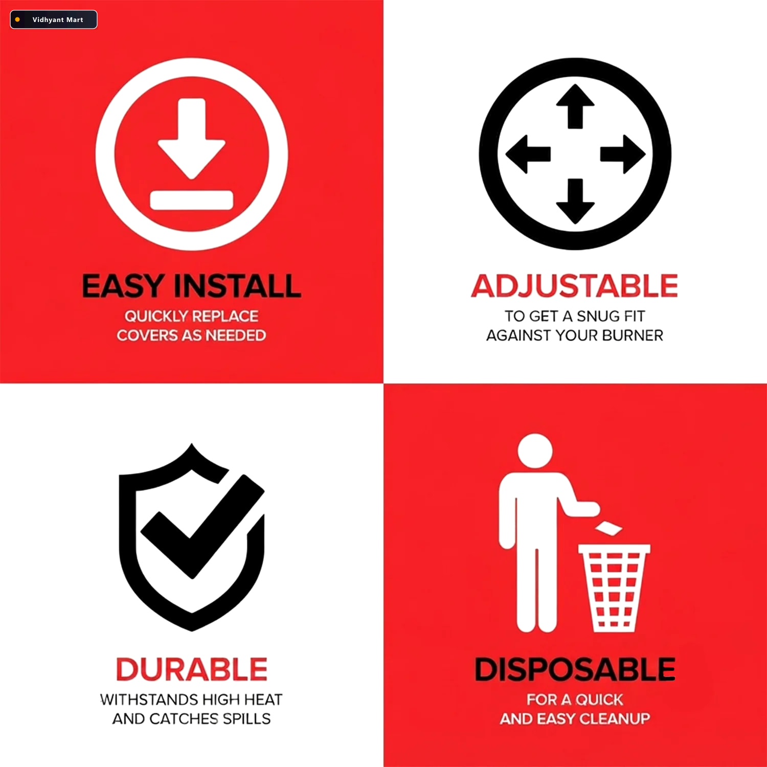 Vidhyant Mart Plastic Gas Stove Burner Cover Liners For Kitchen 2
