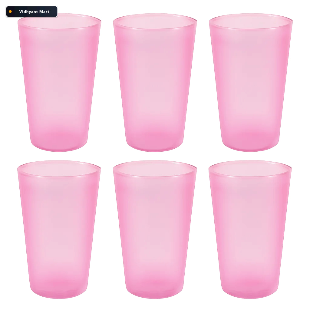 Vidhyant Mart Plastic Glass Set 6 Piece 300ml Durable Deodap Dri 4