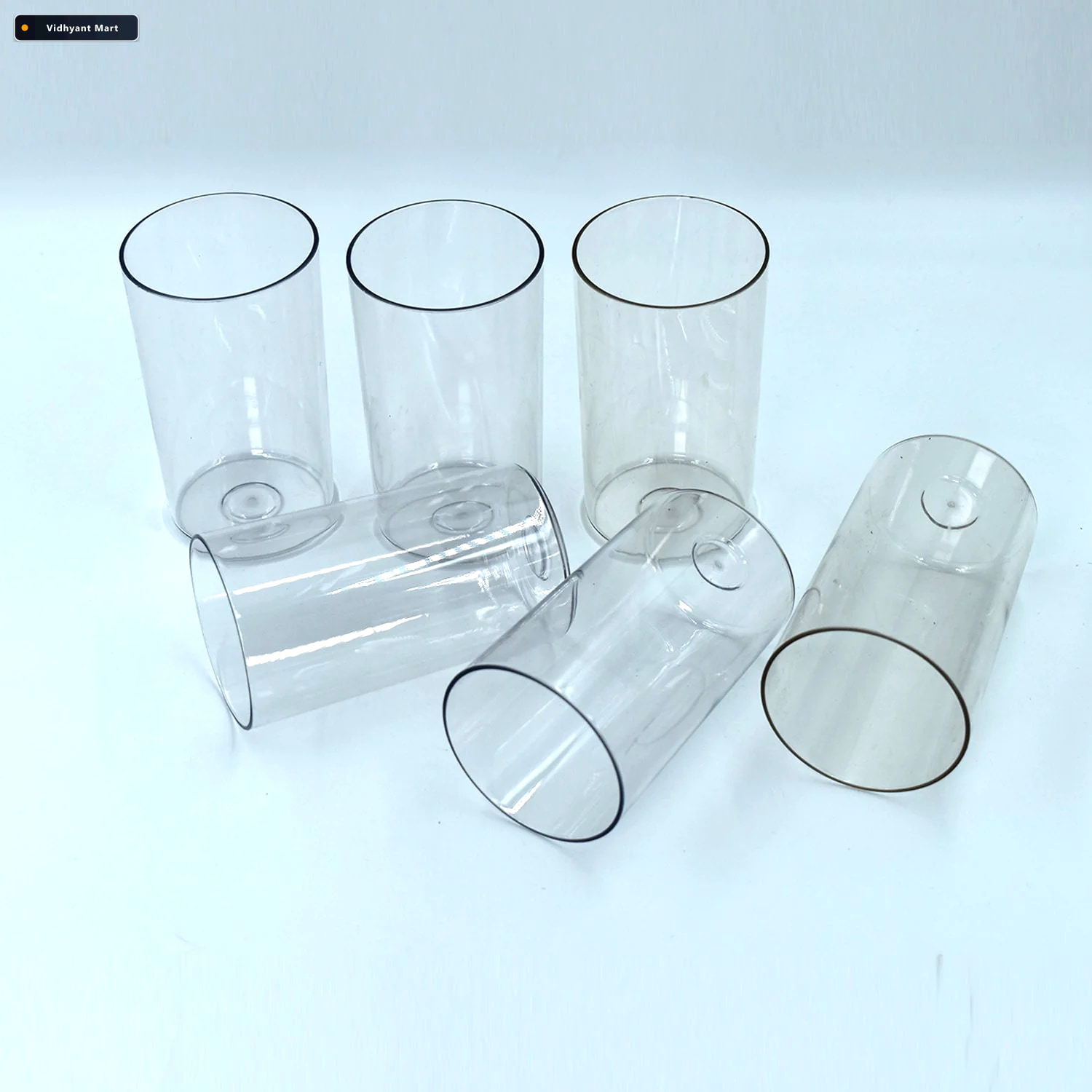 Vidhyant Mart Plastic Glasses Set Unbreakable Transparent 350ml 1