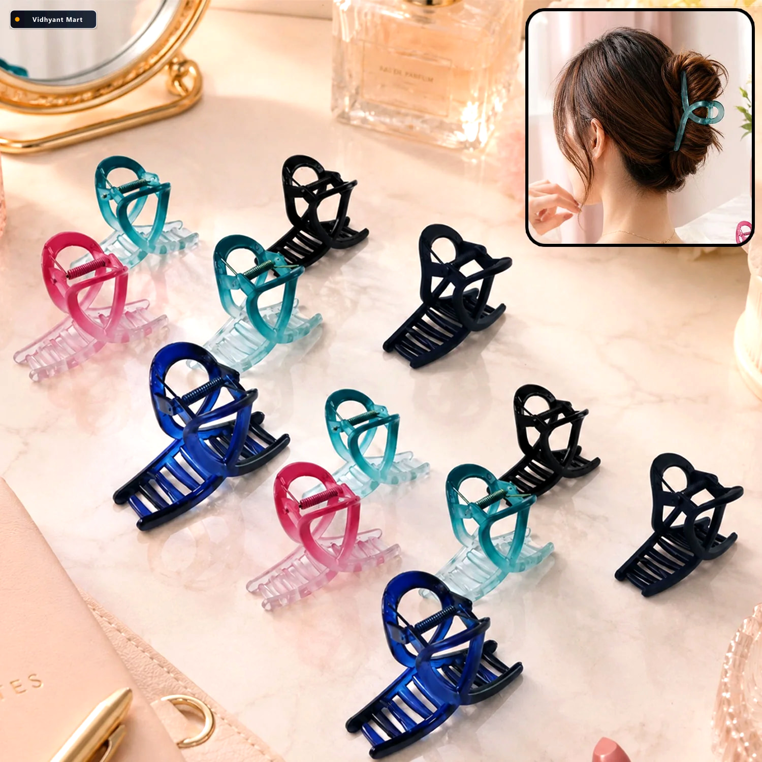 Vidhyant Mart Plastic Hair Clamp Durable Matte Finish Barrette C 1