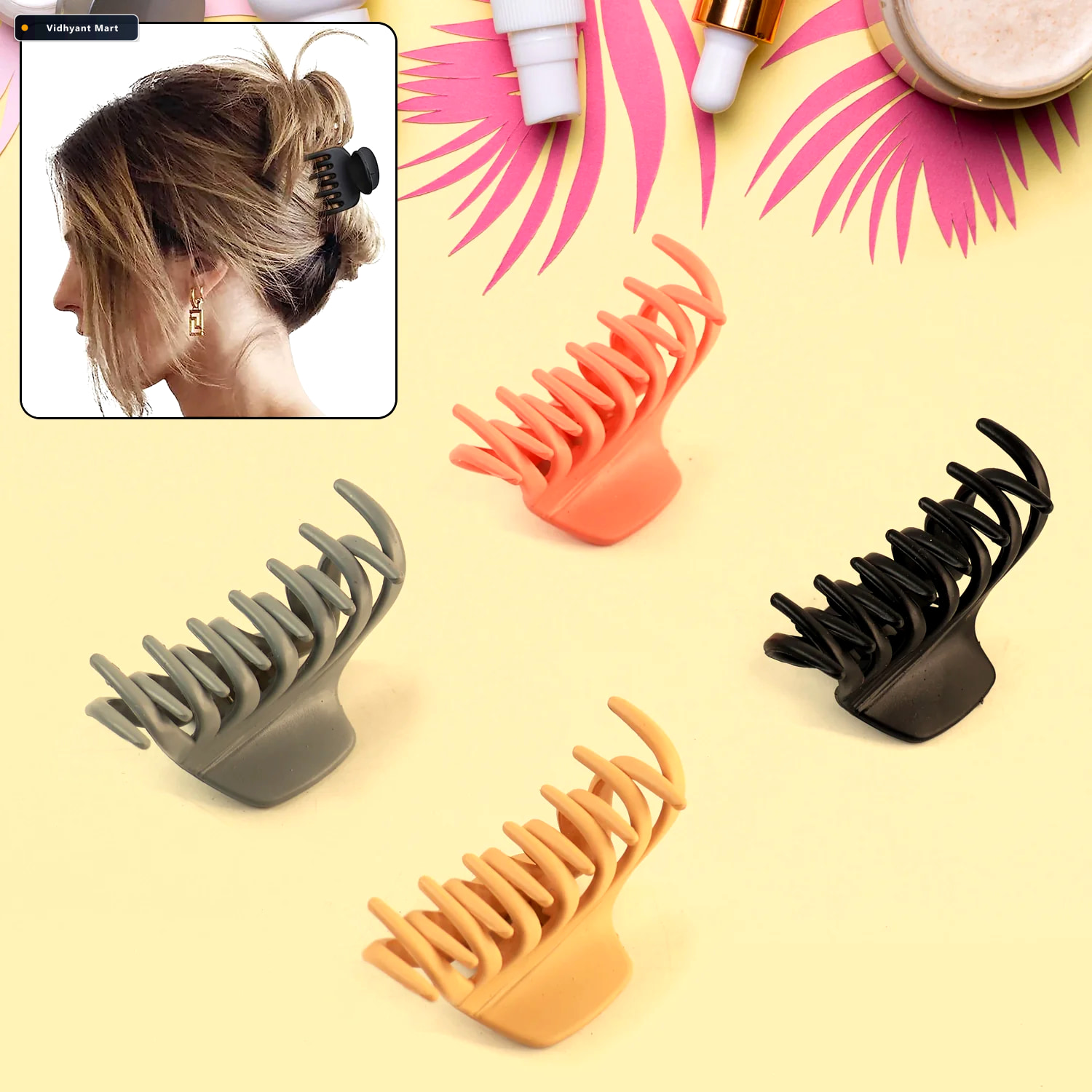 Vidhyant Mart Plastic Hair Clamp Lightweight Durable Matte Barre 2