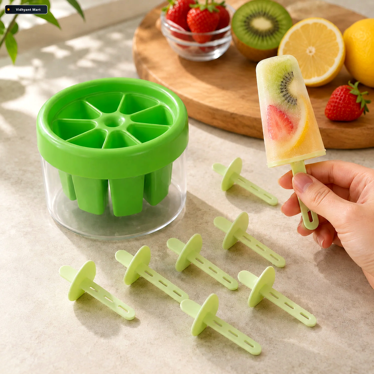 Vidhyant Mart Plastic Ice Candy Maker Reusable 8 Mold Set For Su 1