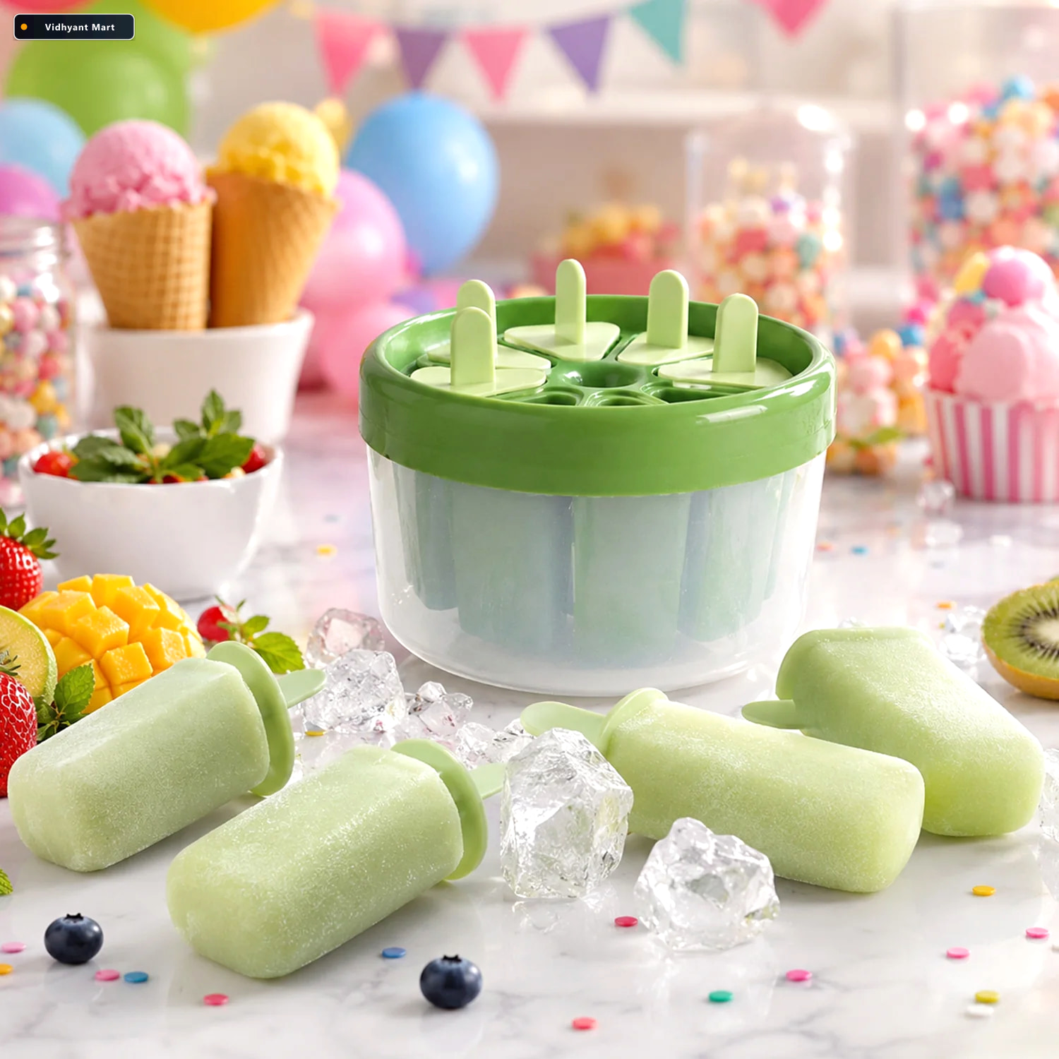 Vidhyant Mart Plastic Ice Candy Popsicle Maker 8 Molds For Homem 1