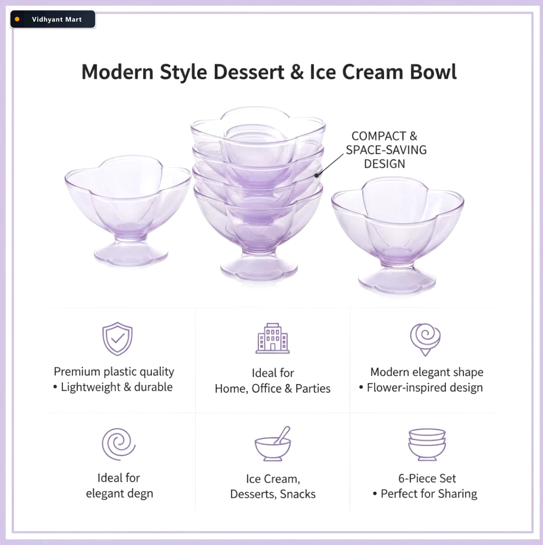 Vidhyant Mart Plastic Ice Cream Bowl Set For Sundae And Kulfi 3