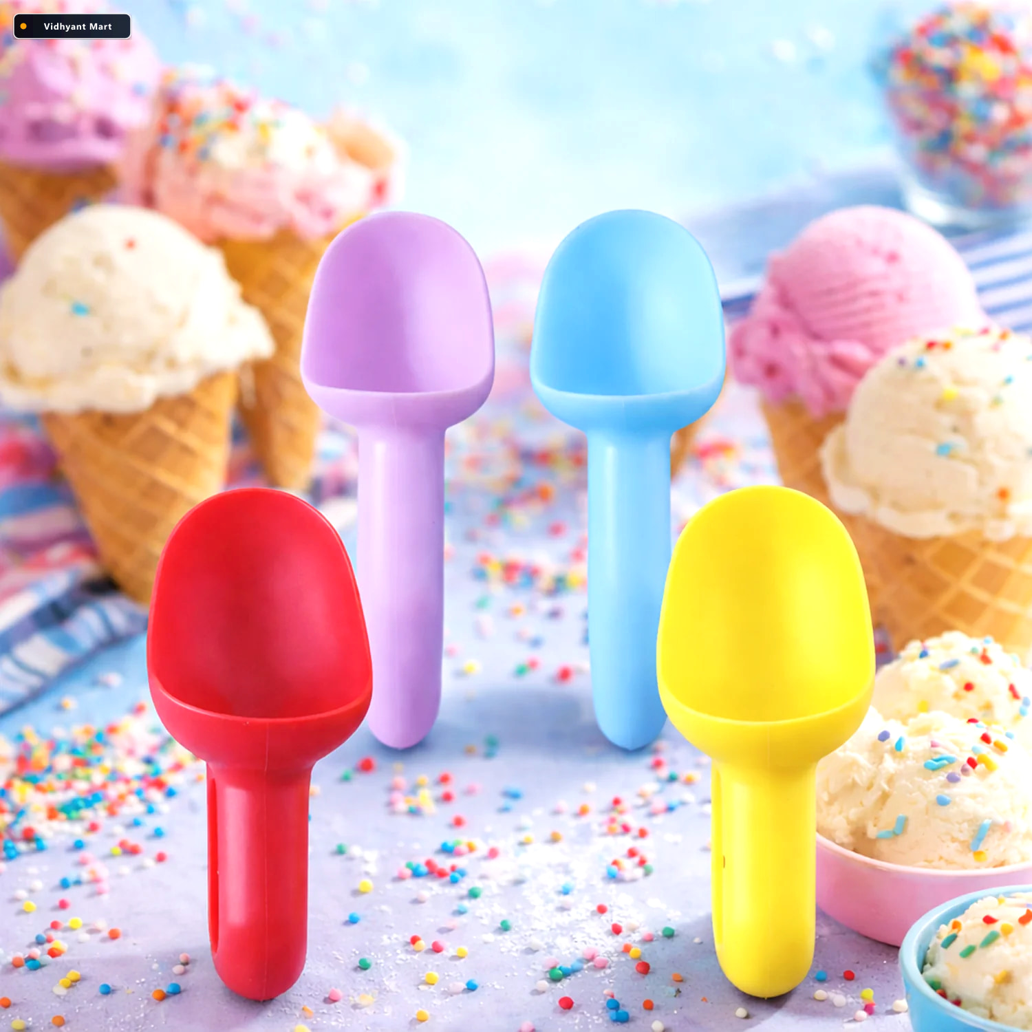 Vidhyant Mart Plastic Ice Cream Scoop 4 Pc Multipurpose Kitchen 1