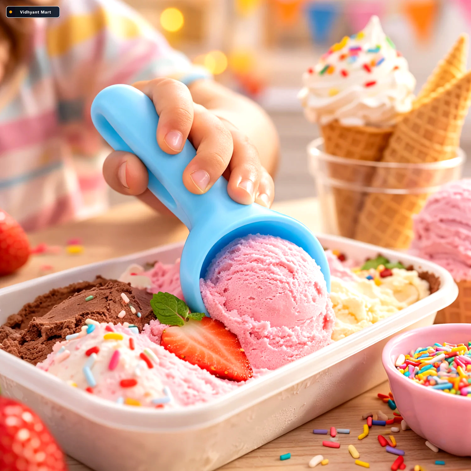 Vidhyant Mart Plastic Ice Cream Scoop 4 Pc Multipurpose Kitchen 2