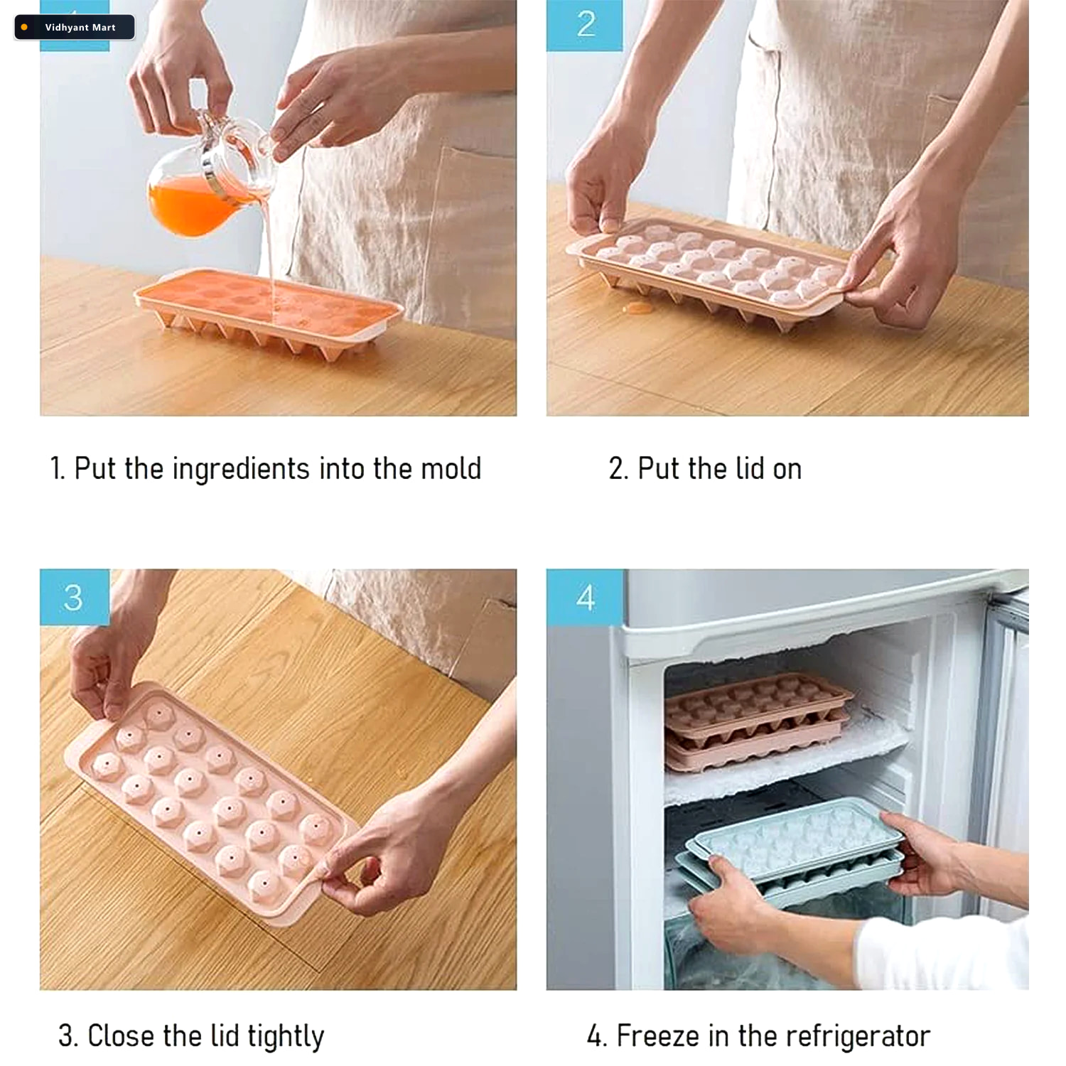 Vidhyant Mart Plastic Ice Cube Tray 18 Diamond Cavities For Easy 3