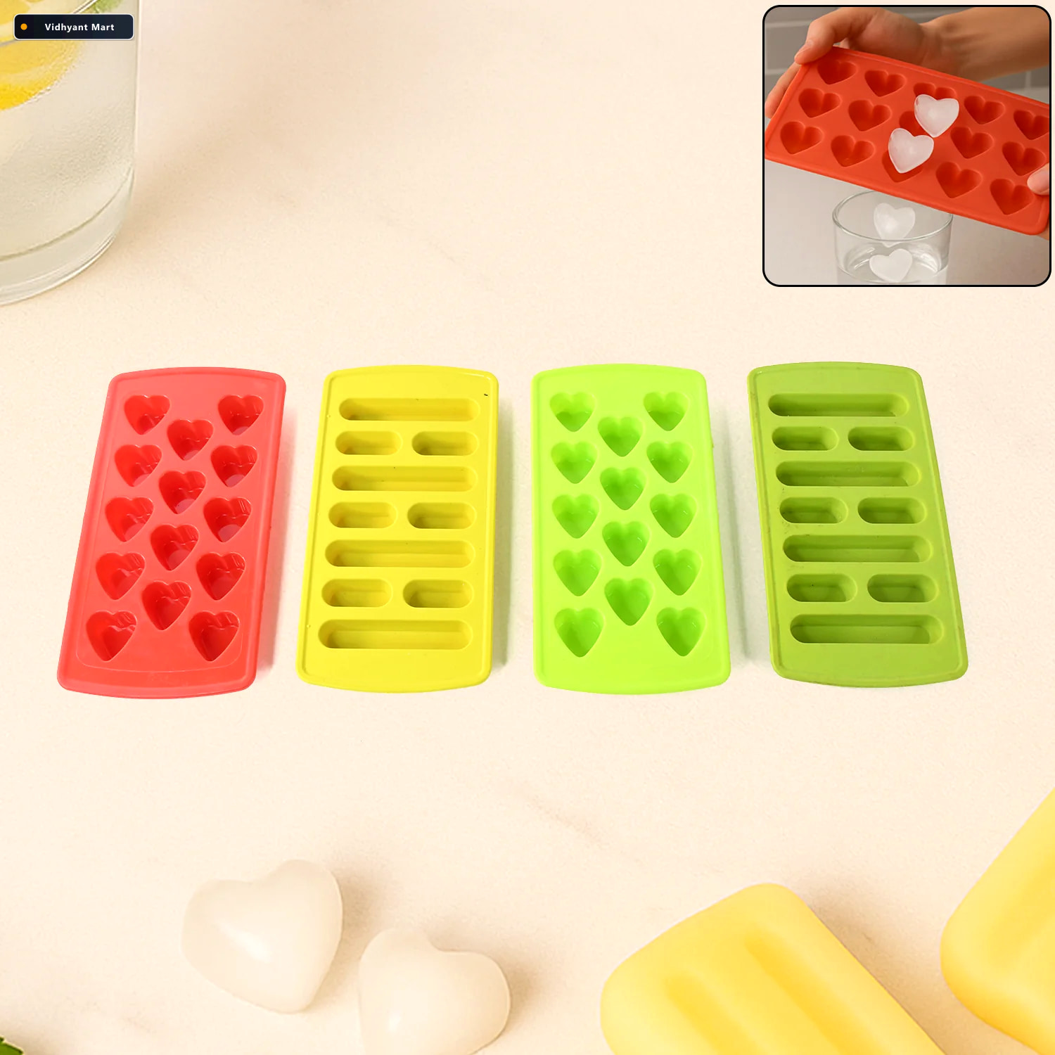 Vidhyant Mart Plastic Ice Cube Tray Set Flexible Bpa Free 4 Piec 1