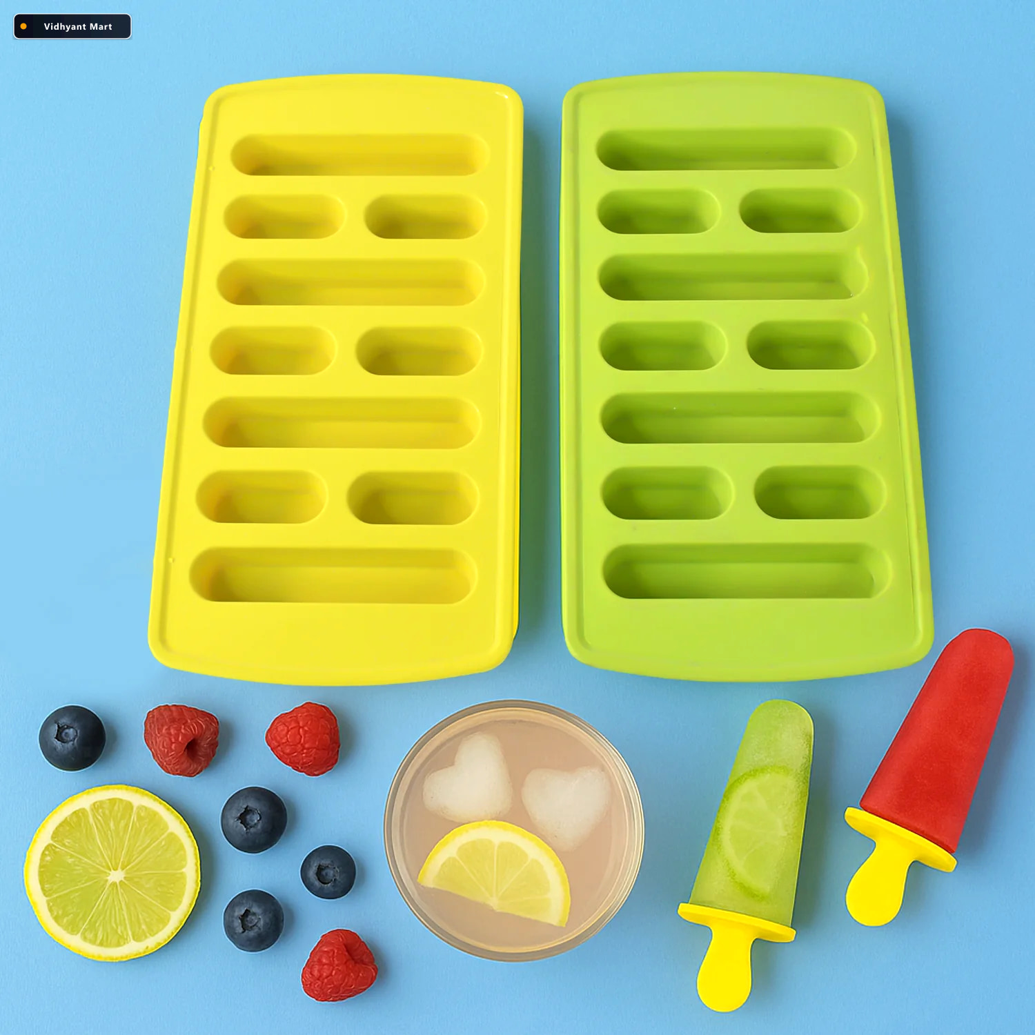 Vidhyant Mart Plastic Ice Cube Tray Set Flexible Bpa Free 4 Piec 3