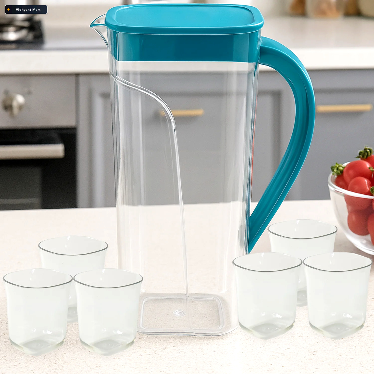 Vidhyant Mart Plastic Jug With 6 Glass Set 15l Unbreakable Elega 2