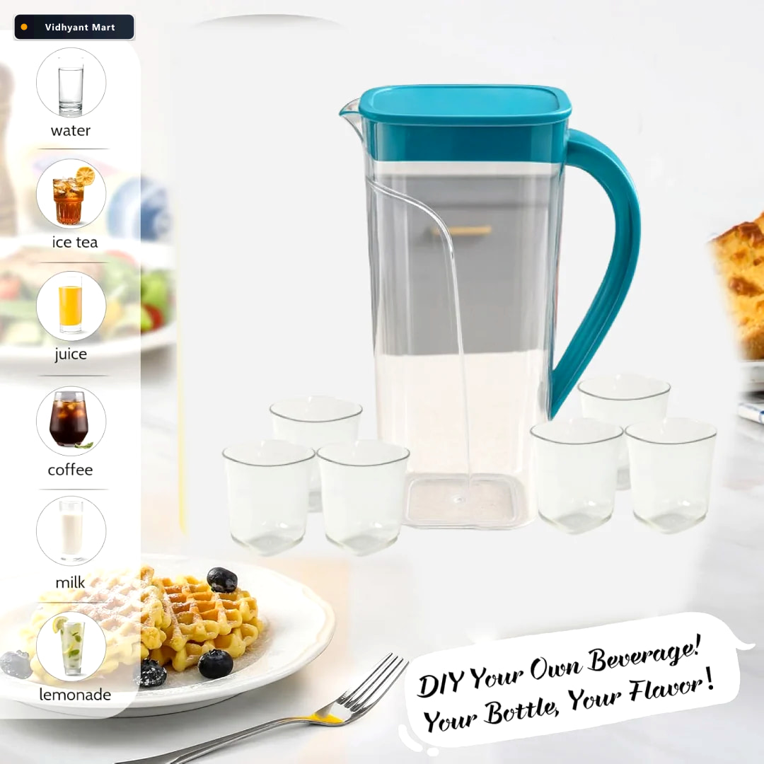 Vidhyant Mart Plastic Jug With 6 Glass Set 15l Unbreakable Elega 3