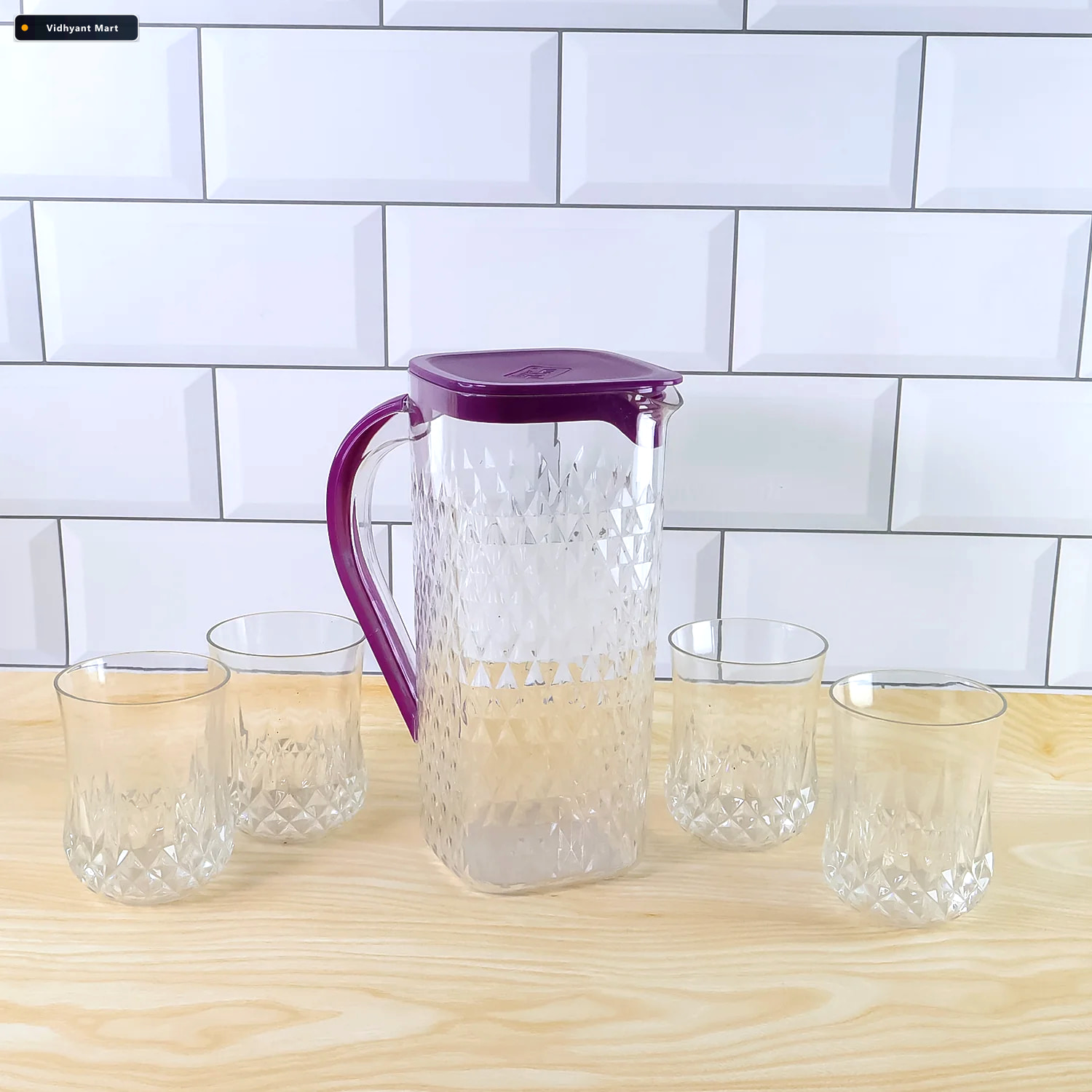 Vidhyant Mart Plastic Jug With Glasses Combo 5 Piece Bpa Free Se 2