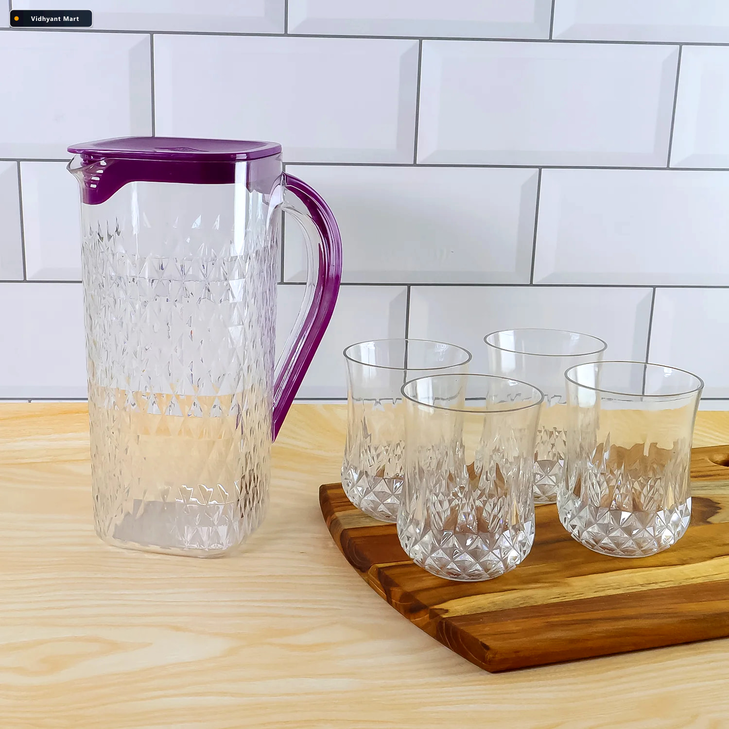 Vidhyant Mart Plastic Jug With Glasses Combo 5 Piece Bpa Free Se 3