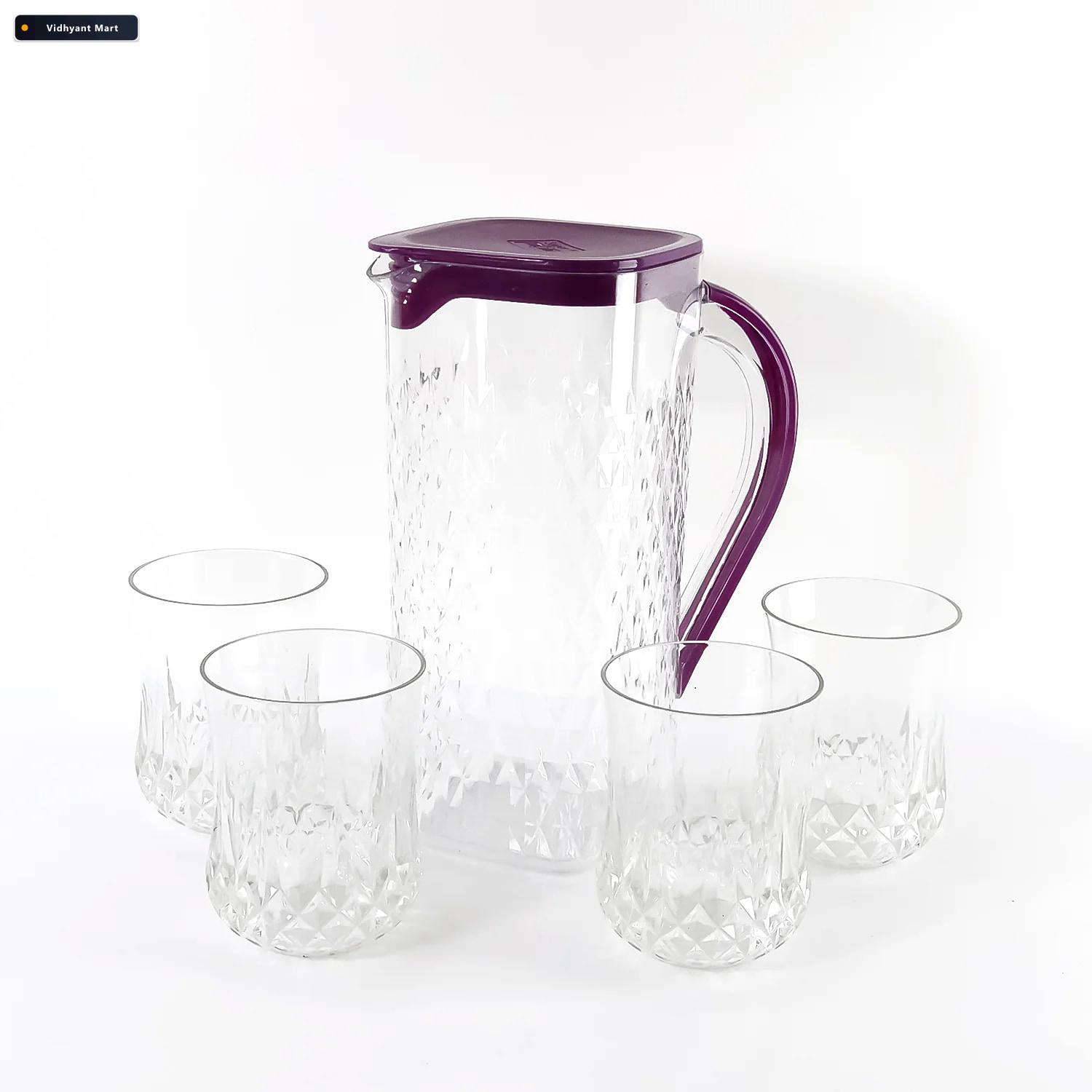 Vidhyant Mart Plastic Jug With Glasses Combo 5 Piece Bpa Free Se 4