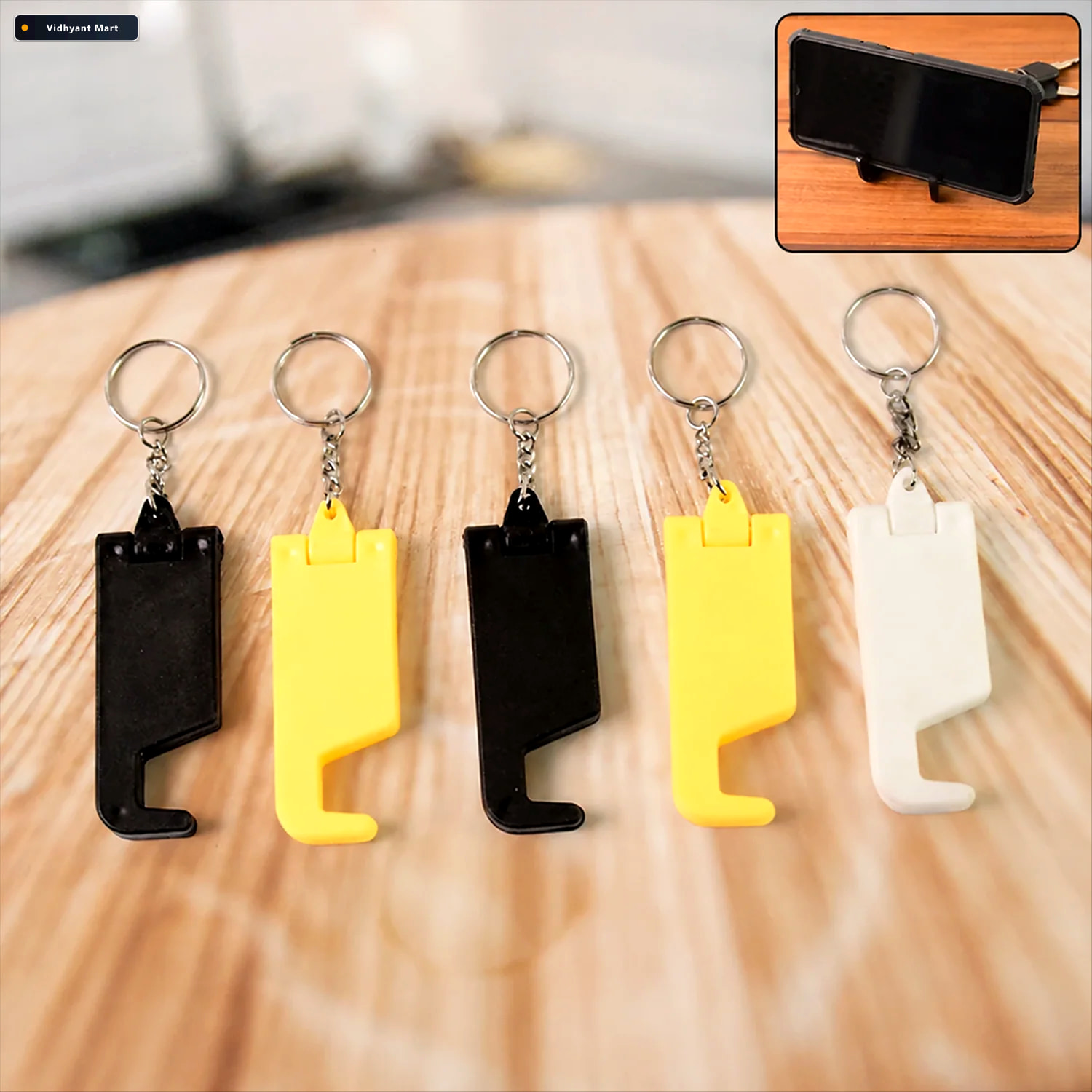Vidhyant Mart Plastic Keychain Mobile Stand 2 In 1 Multicolor Ph 1