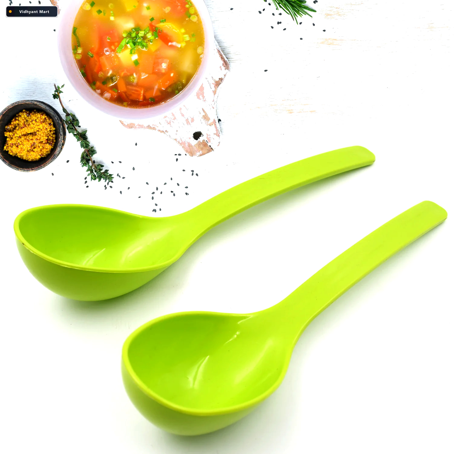 Vidhyant Mart Plastic Kitchen Ladle 2 Pc Serving Spoon Set Serve 4