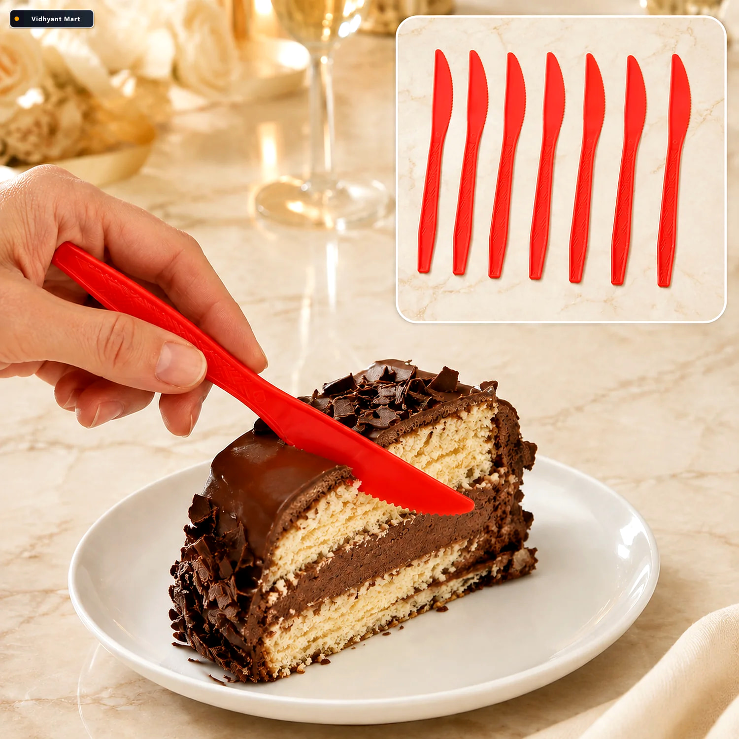 Vidhyant Mart Plastic Knives Durable Reusable Cutlery Pack Of 8 1