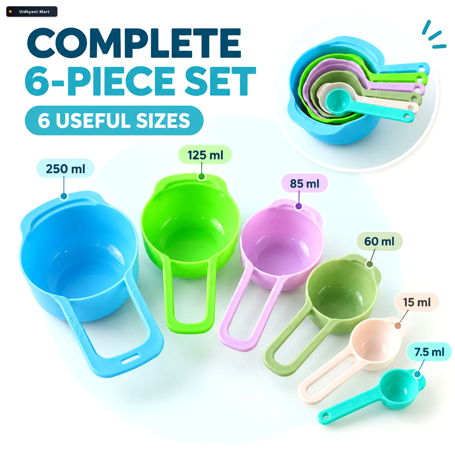 Vidhyant Mart Plastic Measuring Spoons 6 Piece Set Bake Dwell 3