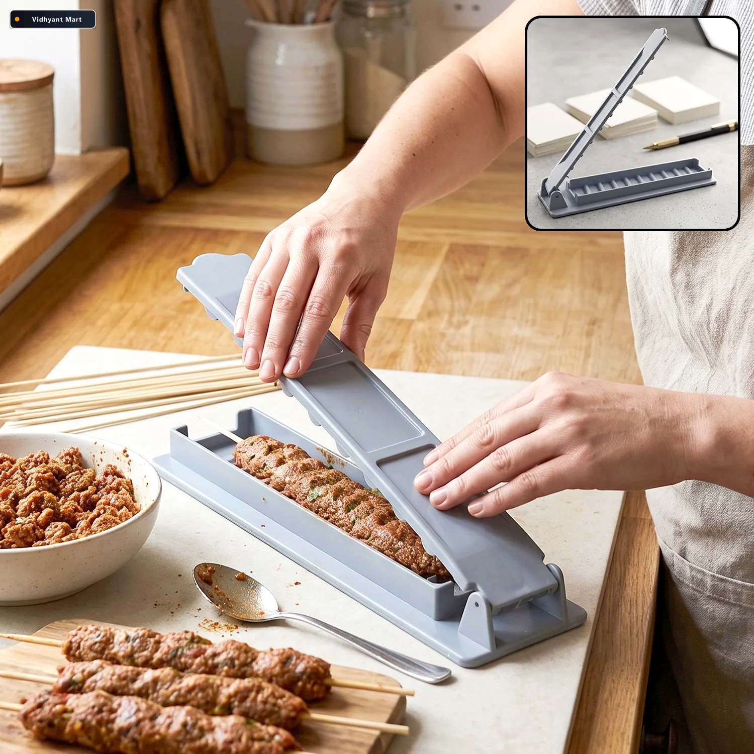Vidhyant Mart Plastic Meat Skewer Kebab Maker Seekh Kebab Mould 1