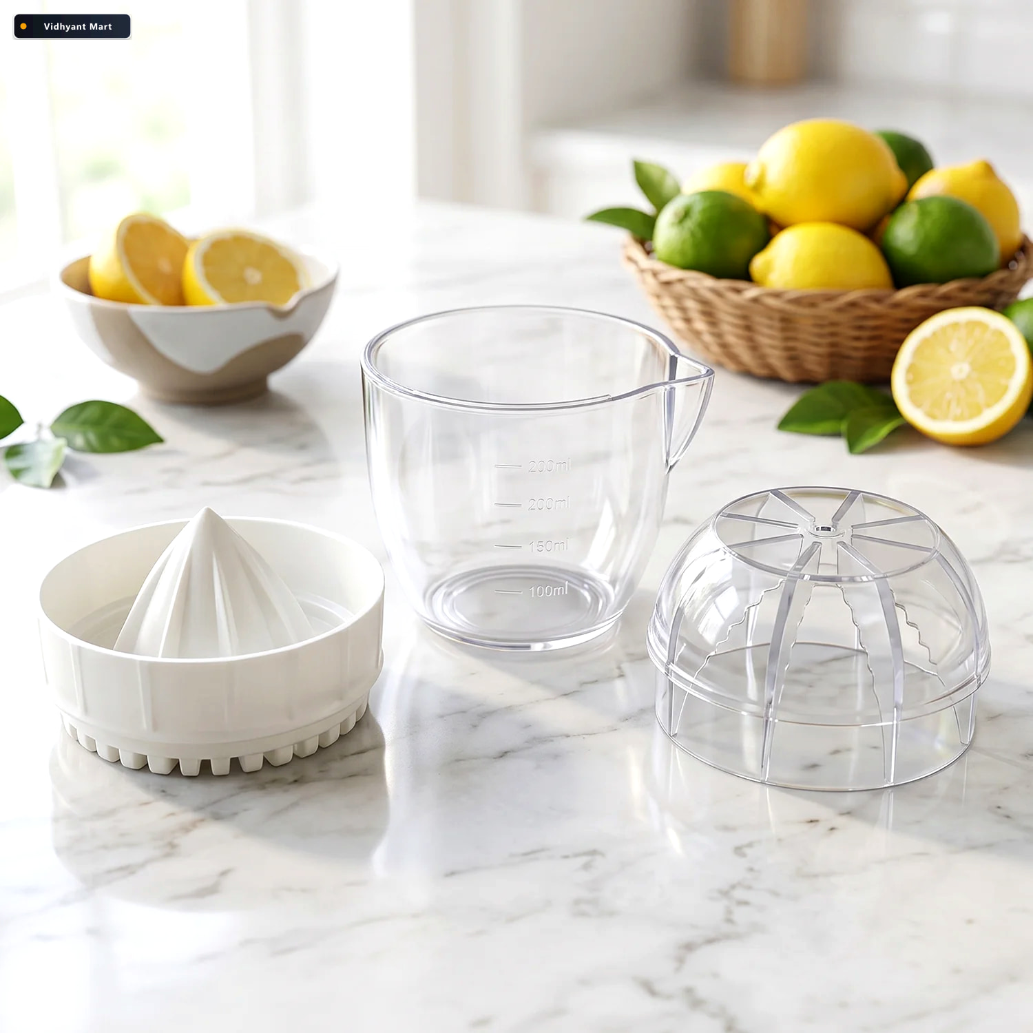 Vidhyant Mart Plastic Mini Manual Citrus Lemon Orange Squeezer W 4
