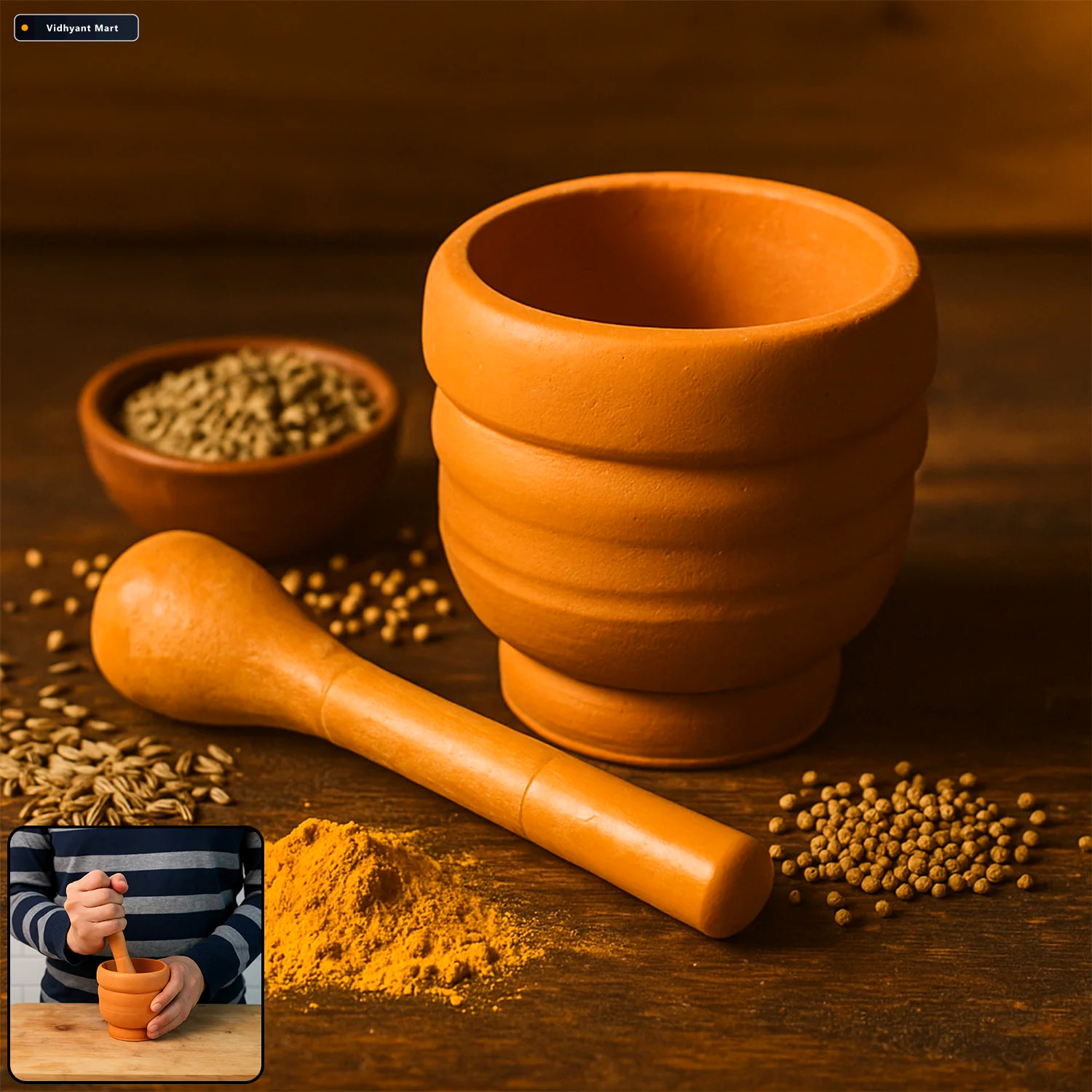 Vidhyant Mart Plastic Mortar Pestle Set Unbreakable Bpa Free 1