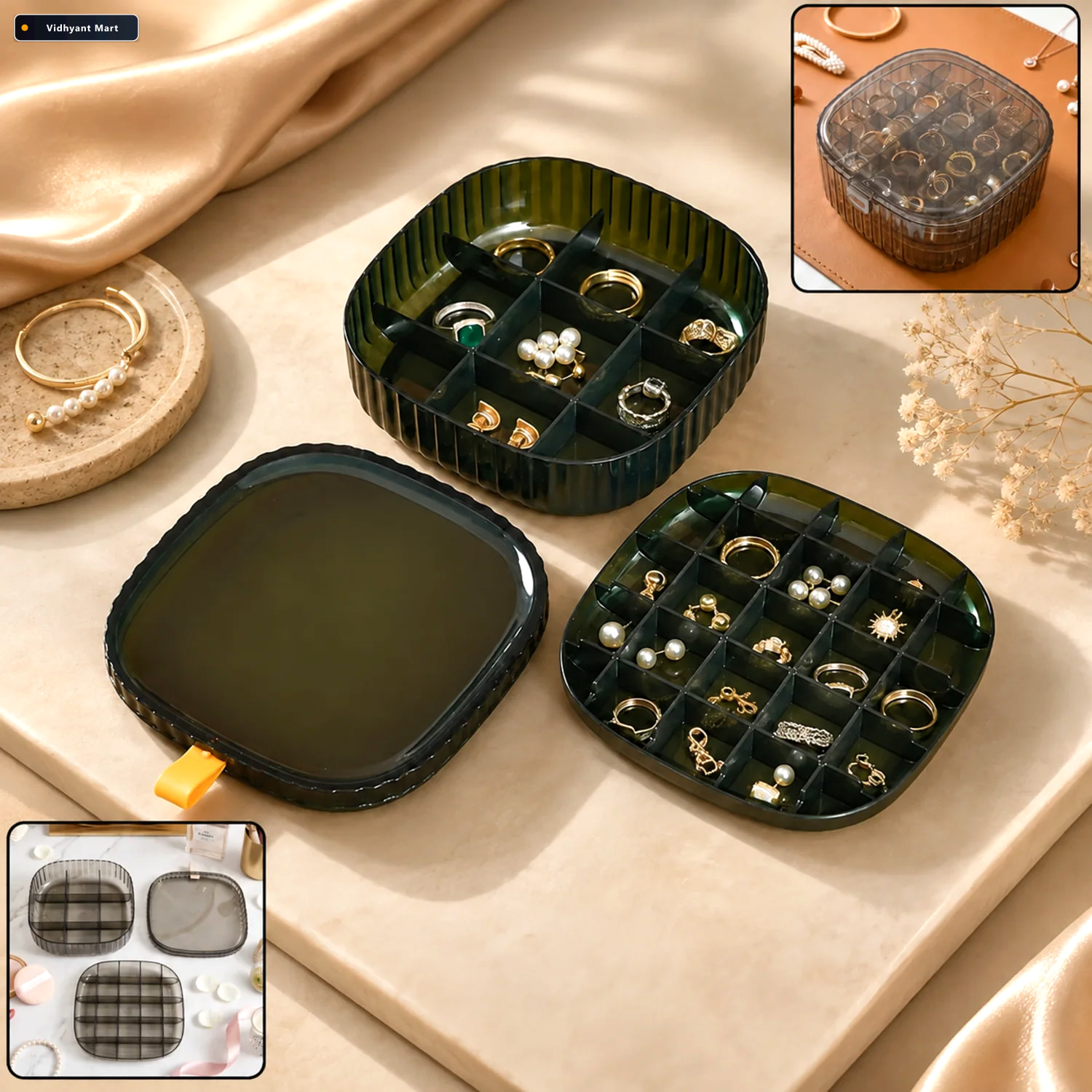 Vidhyant Mart Plastic Multi Compartment Jewelry Organizer Box St 1