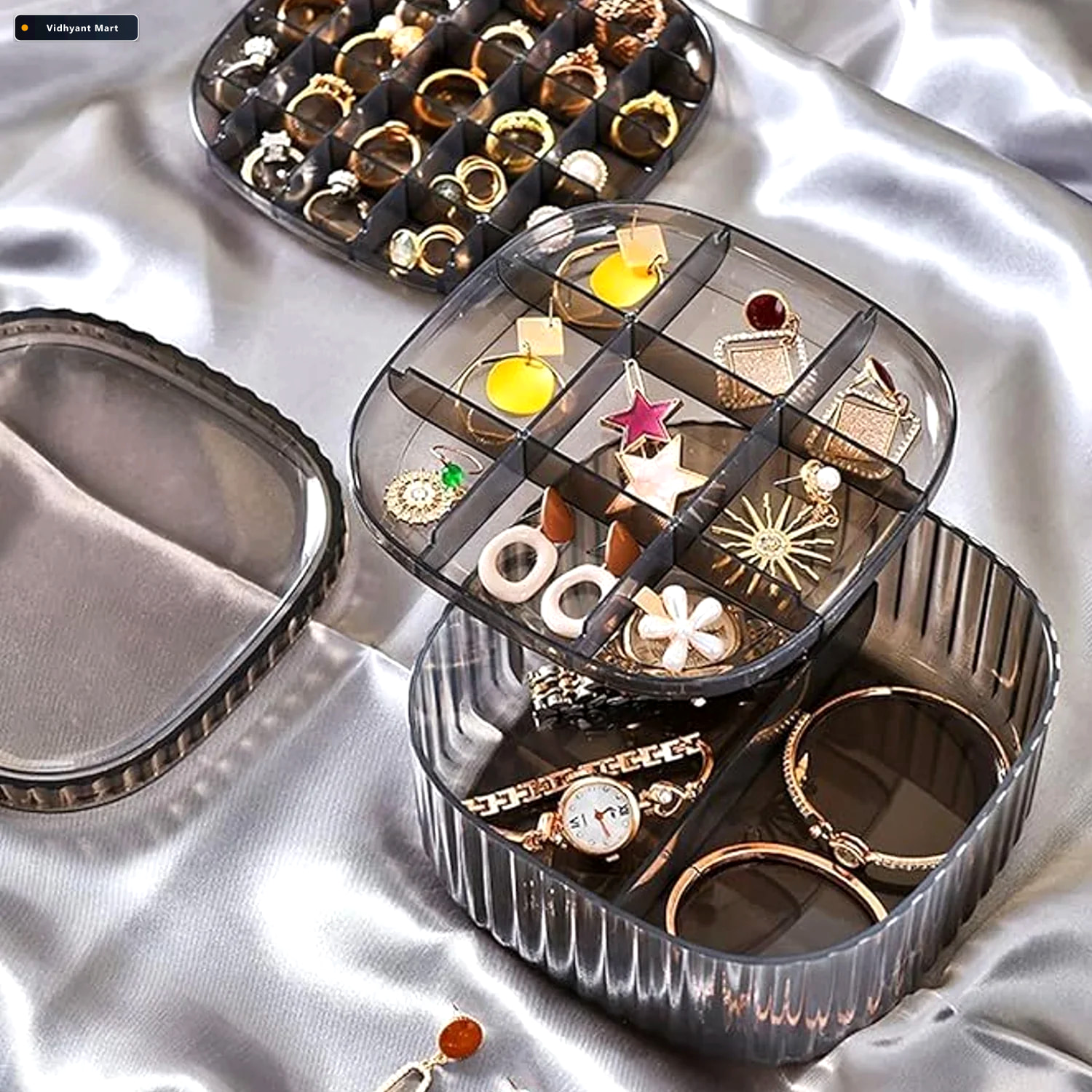 Vidhyant Mart Plastic Multi Compartment Jewelry Organizer Box St 3