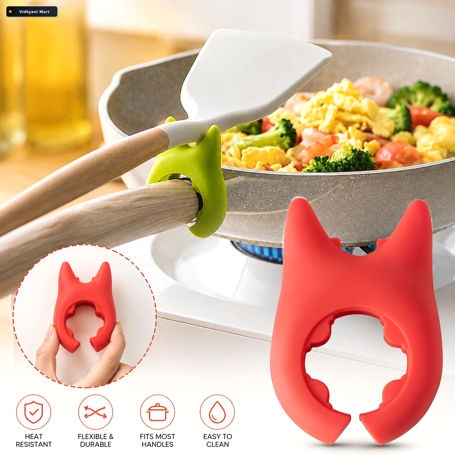 Vidhyant Mart Plastic Pot Holder With Cat Ear Design Adjustable 1